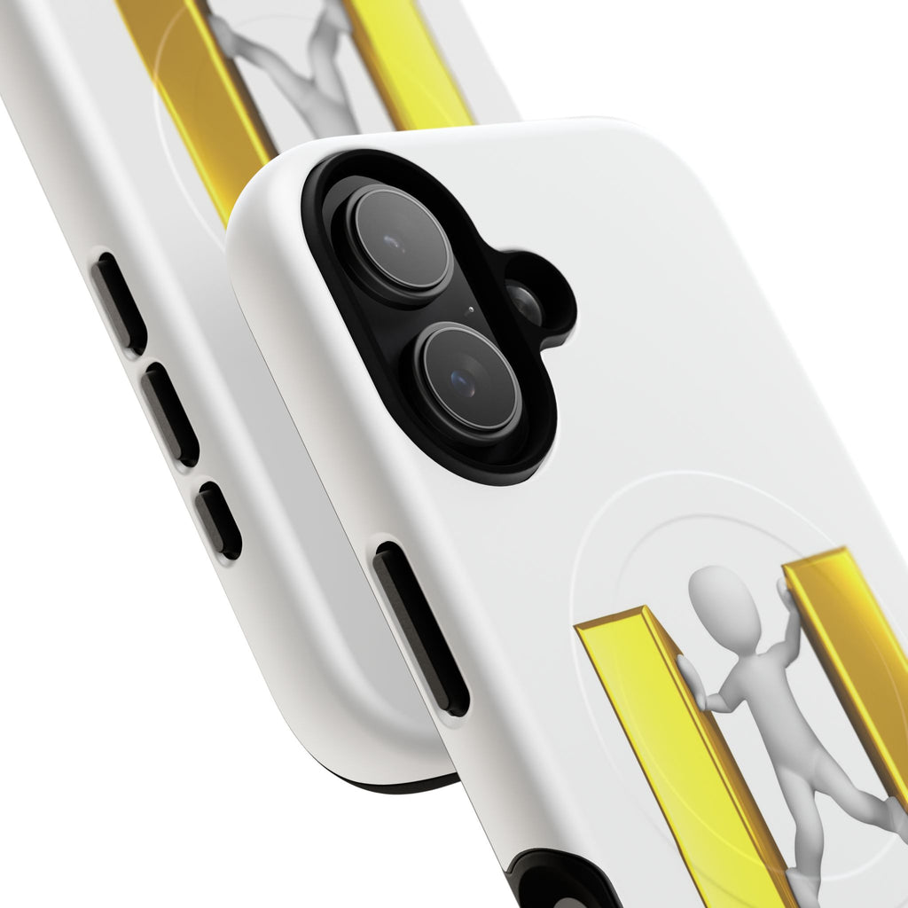 3D Gold U Letter with Stick Figure phone case | Tough Magnetic Case