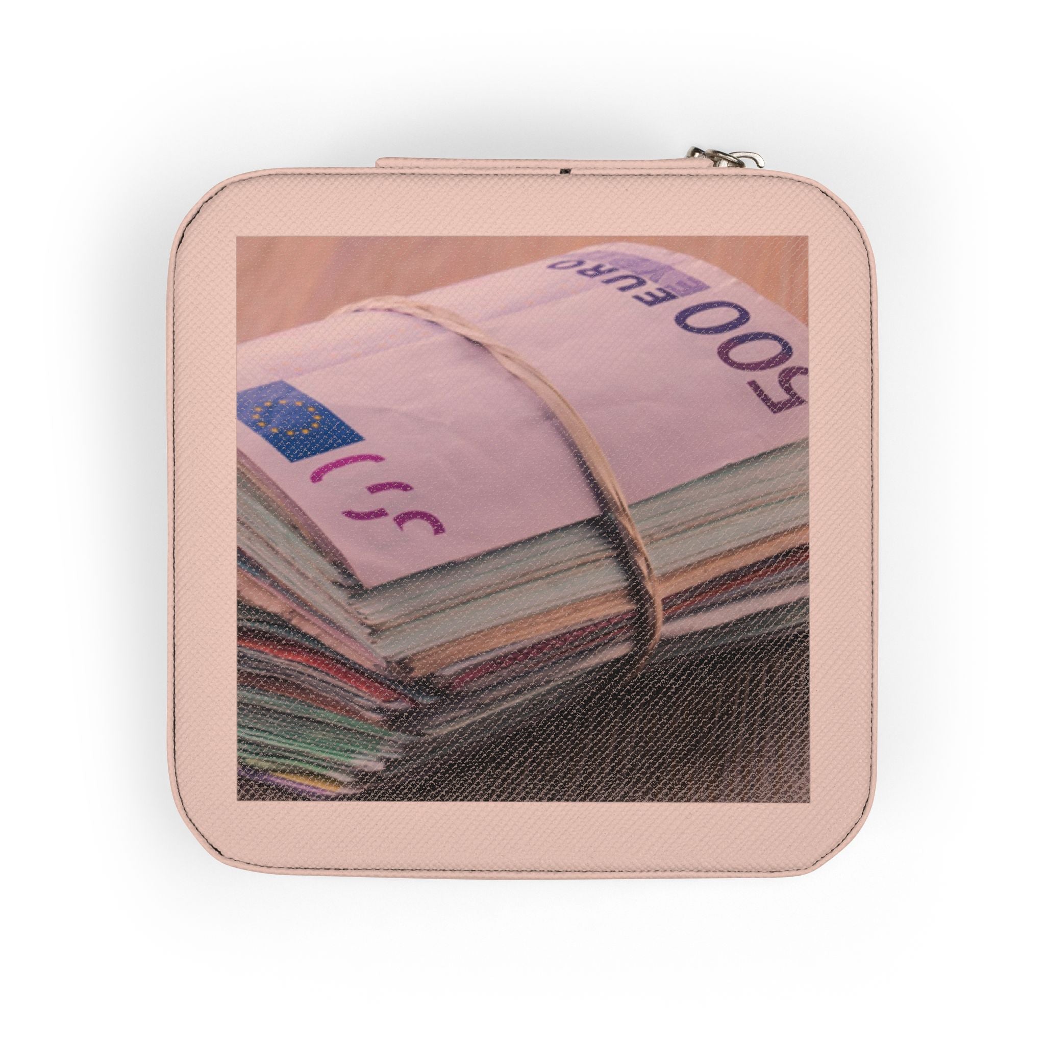 Stack of Cash Photo Jewelry Travel Case | Compact Velvet Lined Organizer