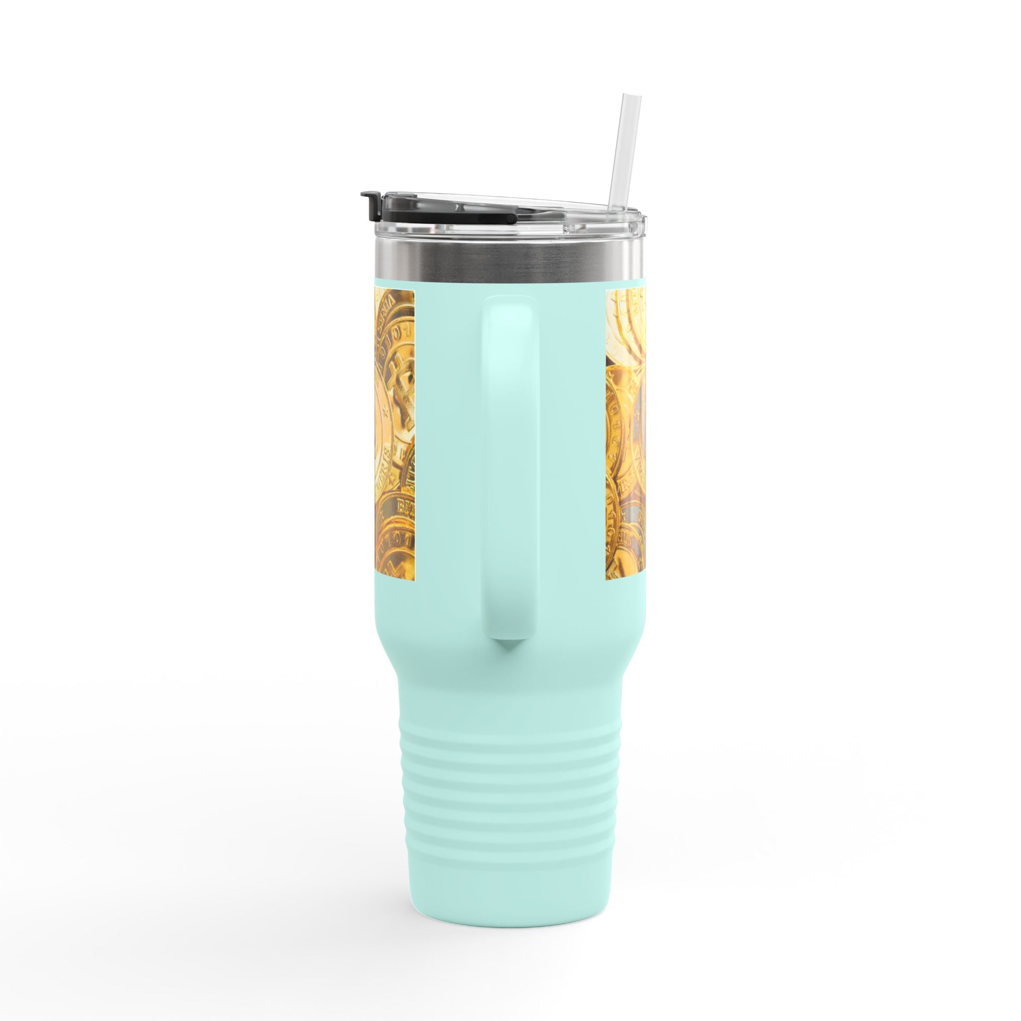 Bitcoin Coin Pattern Travel Mug | 40 oz Insulated Tumbler