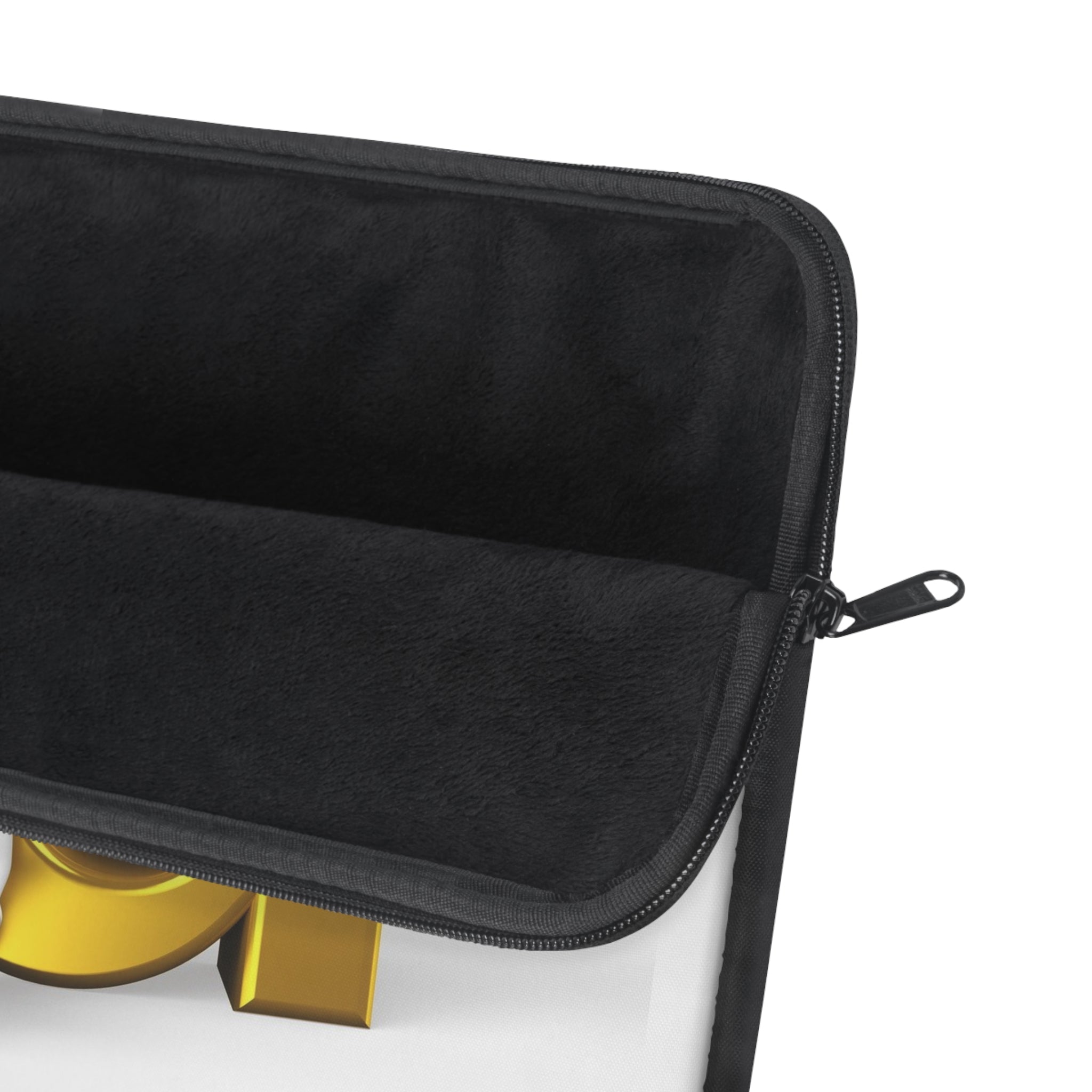 3D Gold Letter D with Sitting Figure Laptop Sleeve | Monogram Initial Accessory