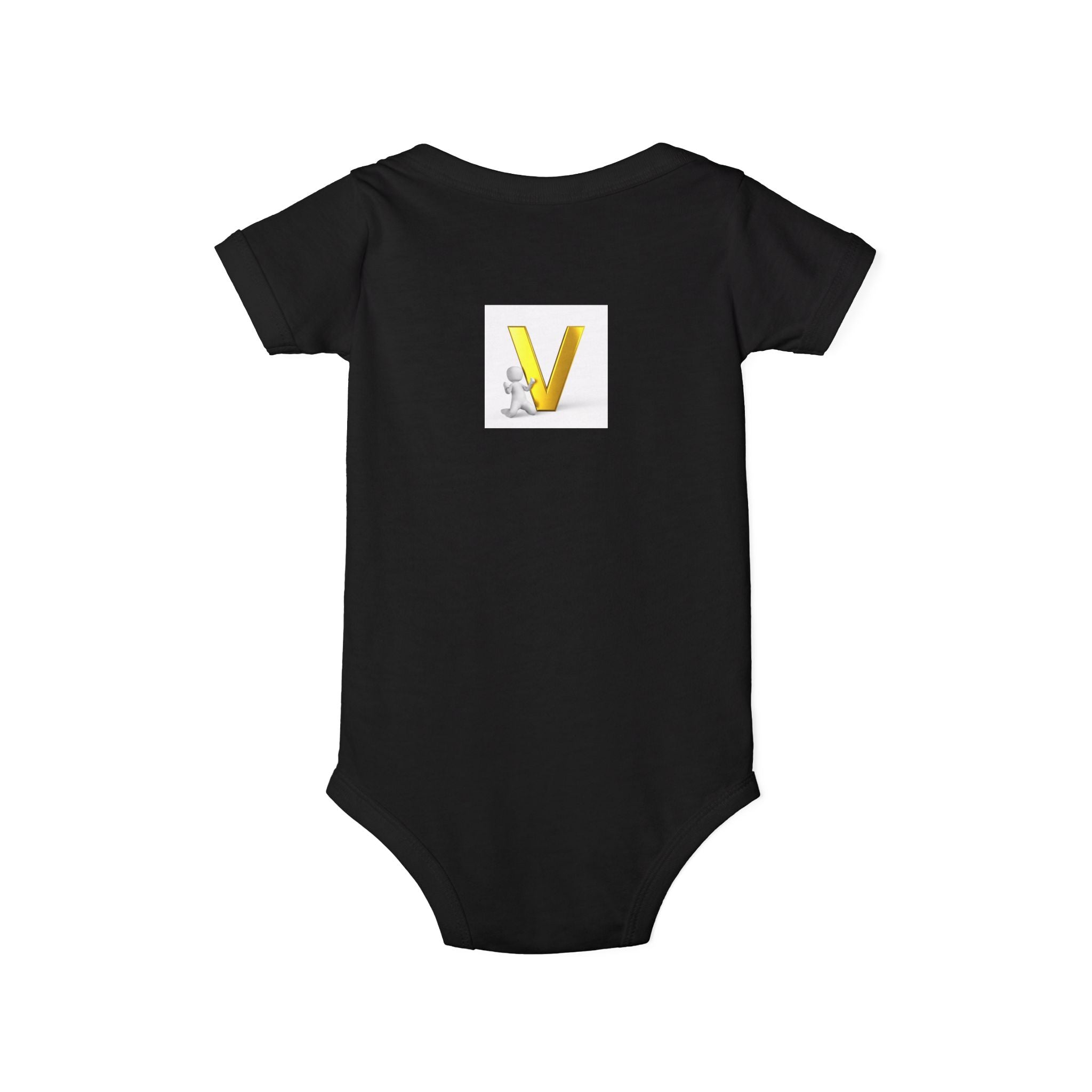 Gold Letter V Baby Bodysuit | Cute Bunny Initial Onesie