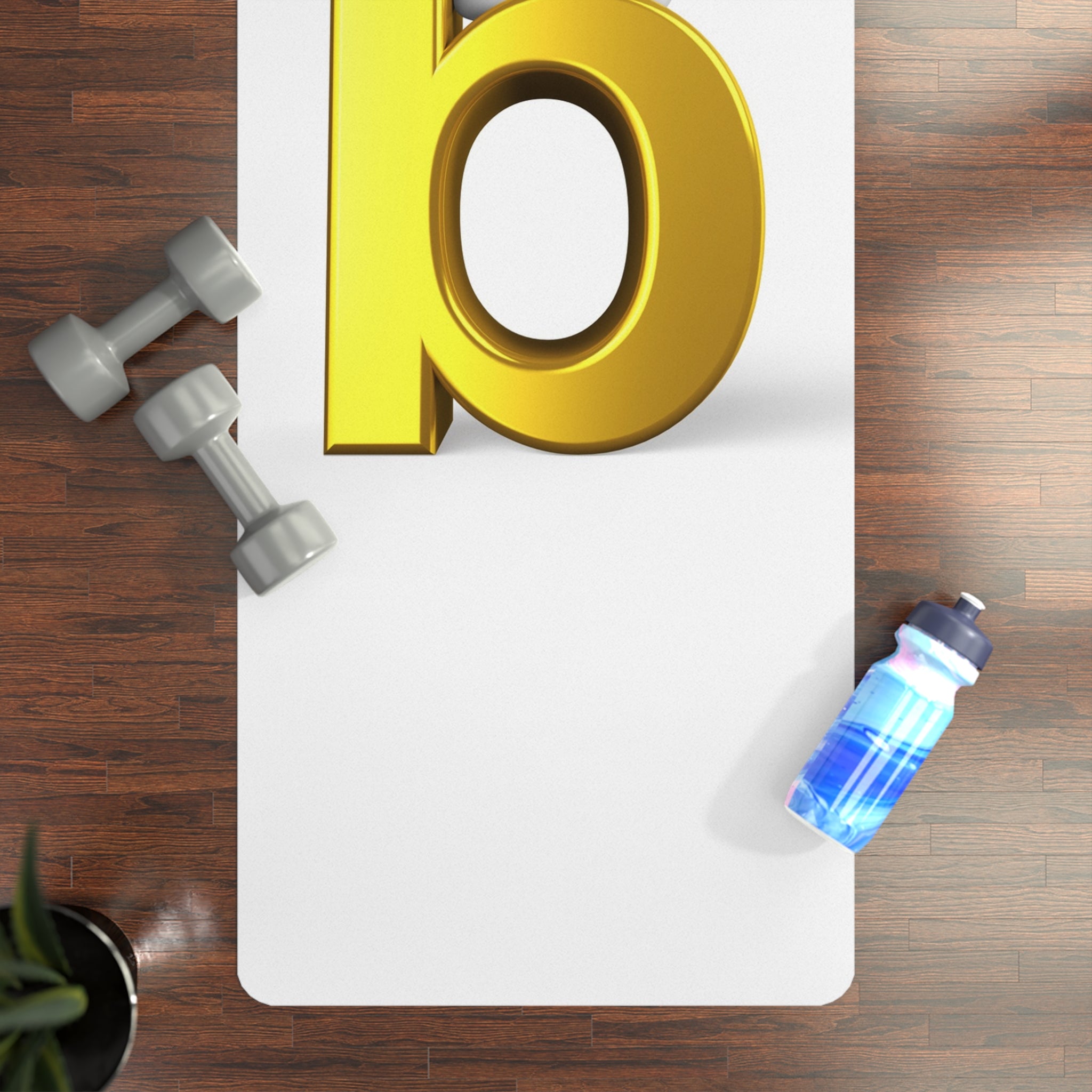 Gold Letter B Yoga Mat | Alphabet Initial Rubber Yoga Mat