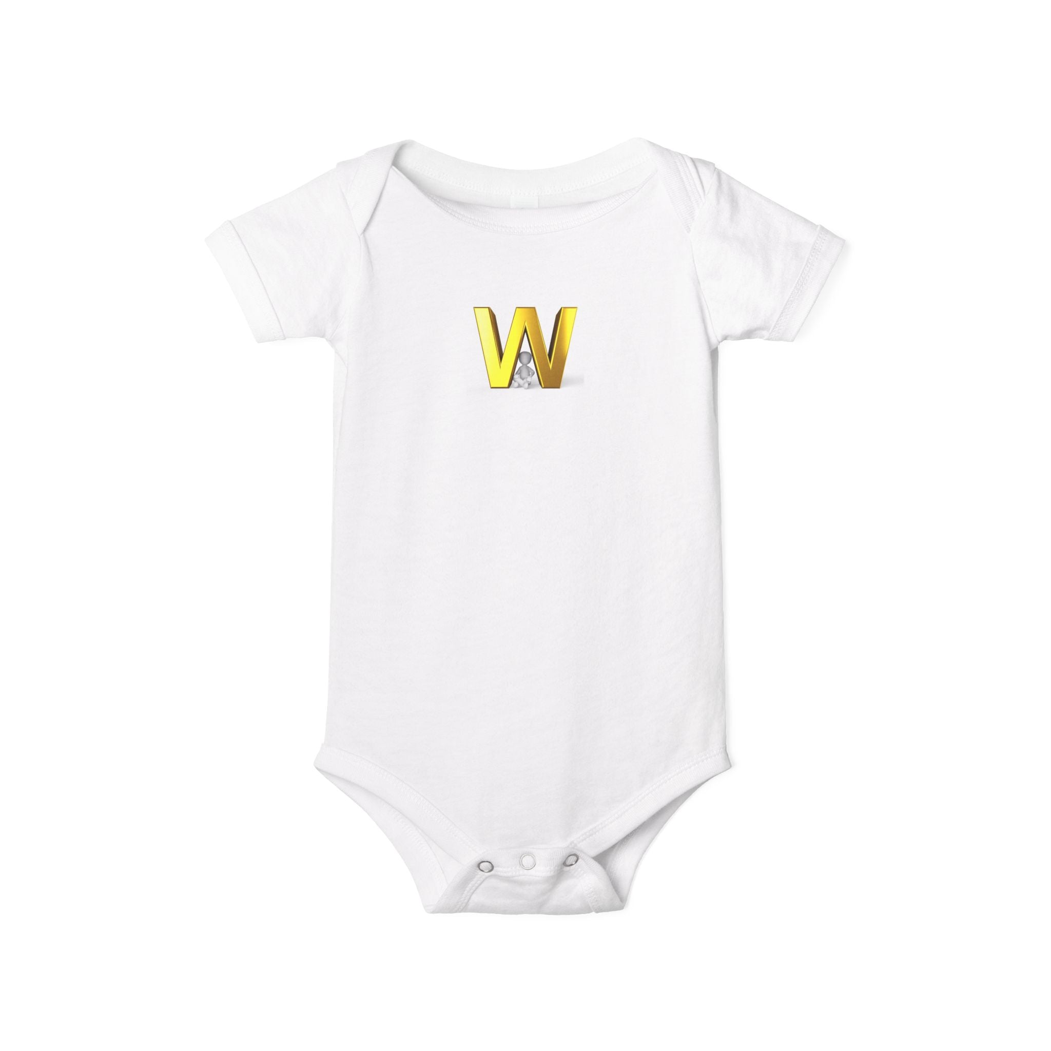Body une pièce pour bébé avec monogramme lettre W dorée | Body pour bébé