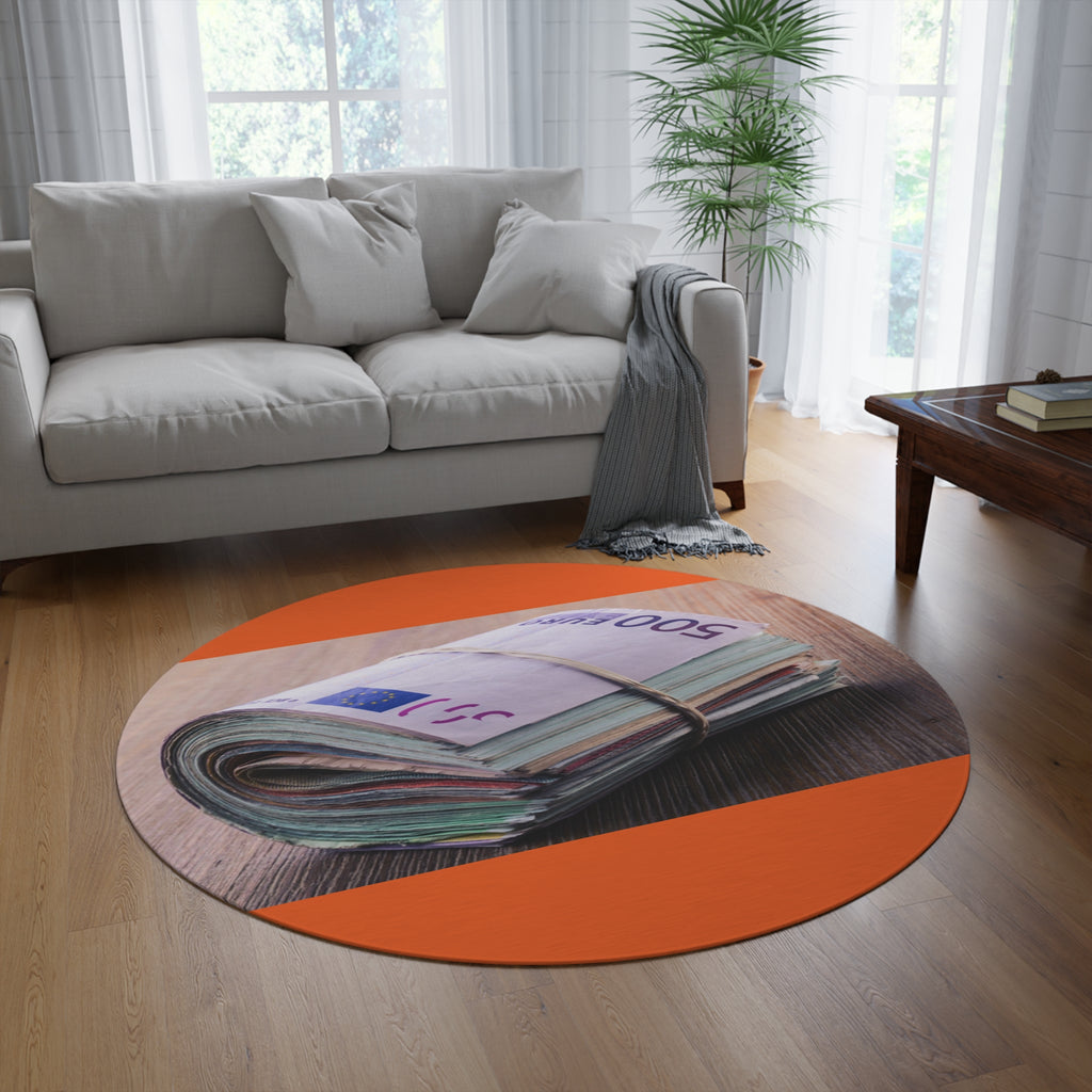 Stack of Euro Banknotes Round Rug | Money Print Circle Rug
