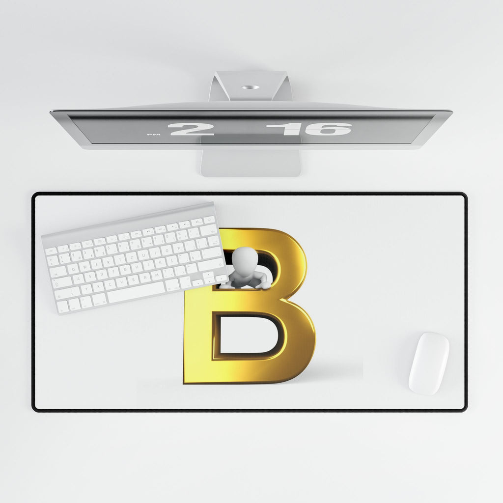 Gold Letter B Desk Mat | Large Keyboard Mouse Pad