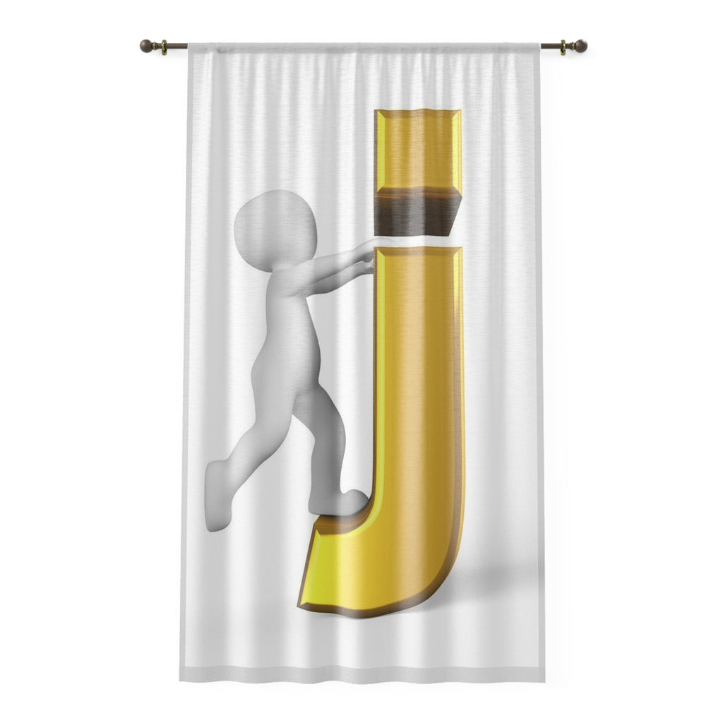 3D Gold Letter J Curtain | Window Curtain | Monogram Lettering