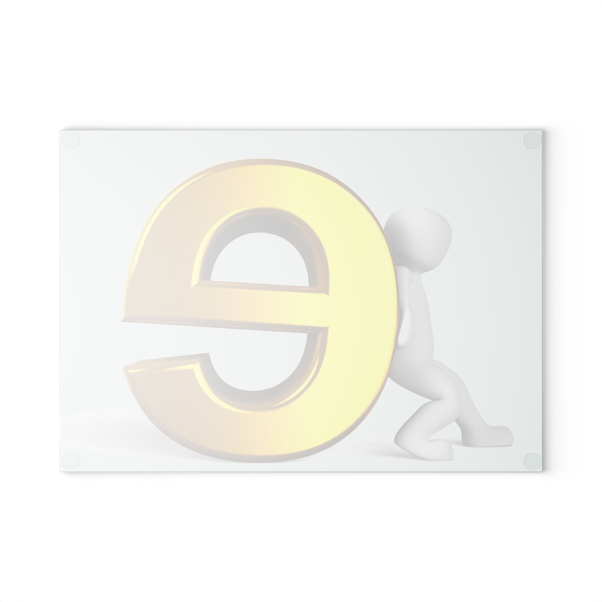 3D Gold Letter E with Figure Glass Cutting Board | Alphabet Kitchen Decor