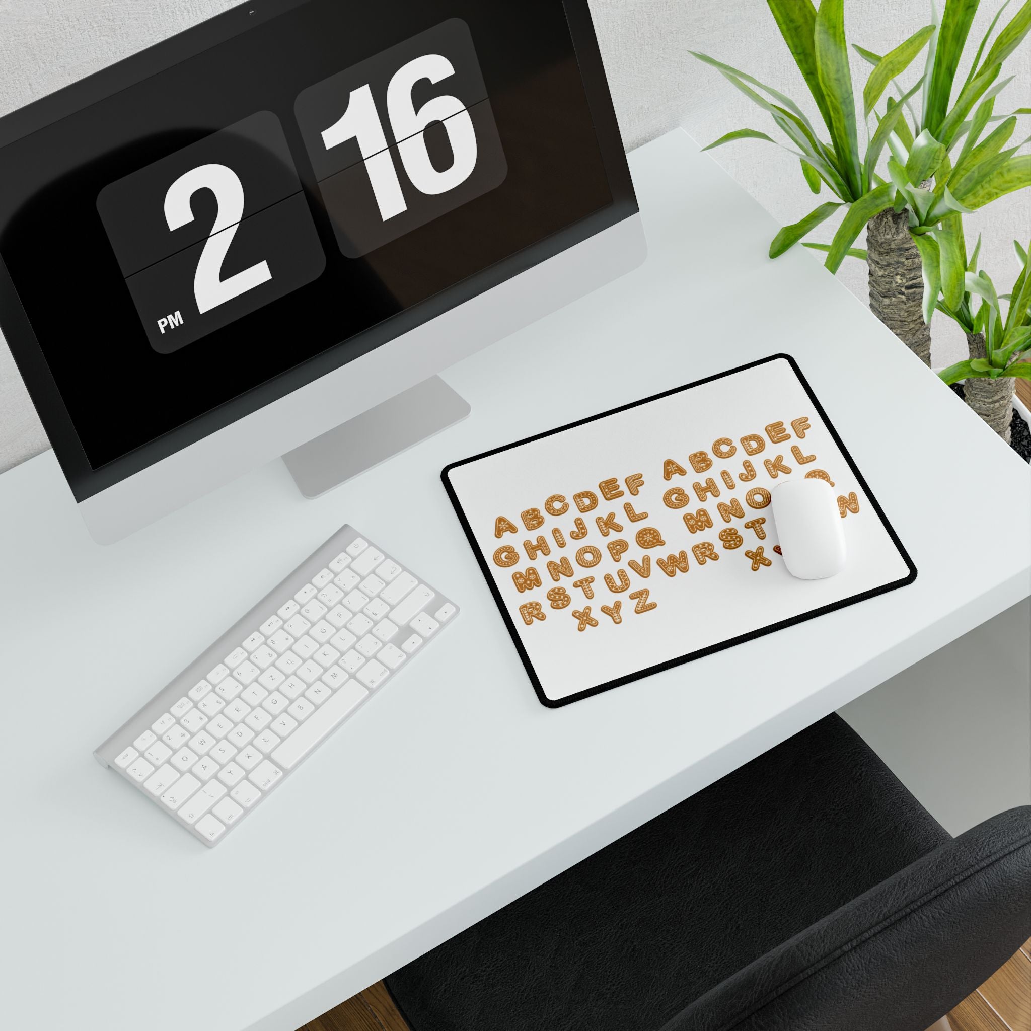 Gingerbread Cookie Alphabet Desk Mat | Cute Baking Letters Mouse Pad