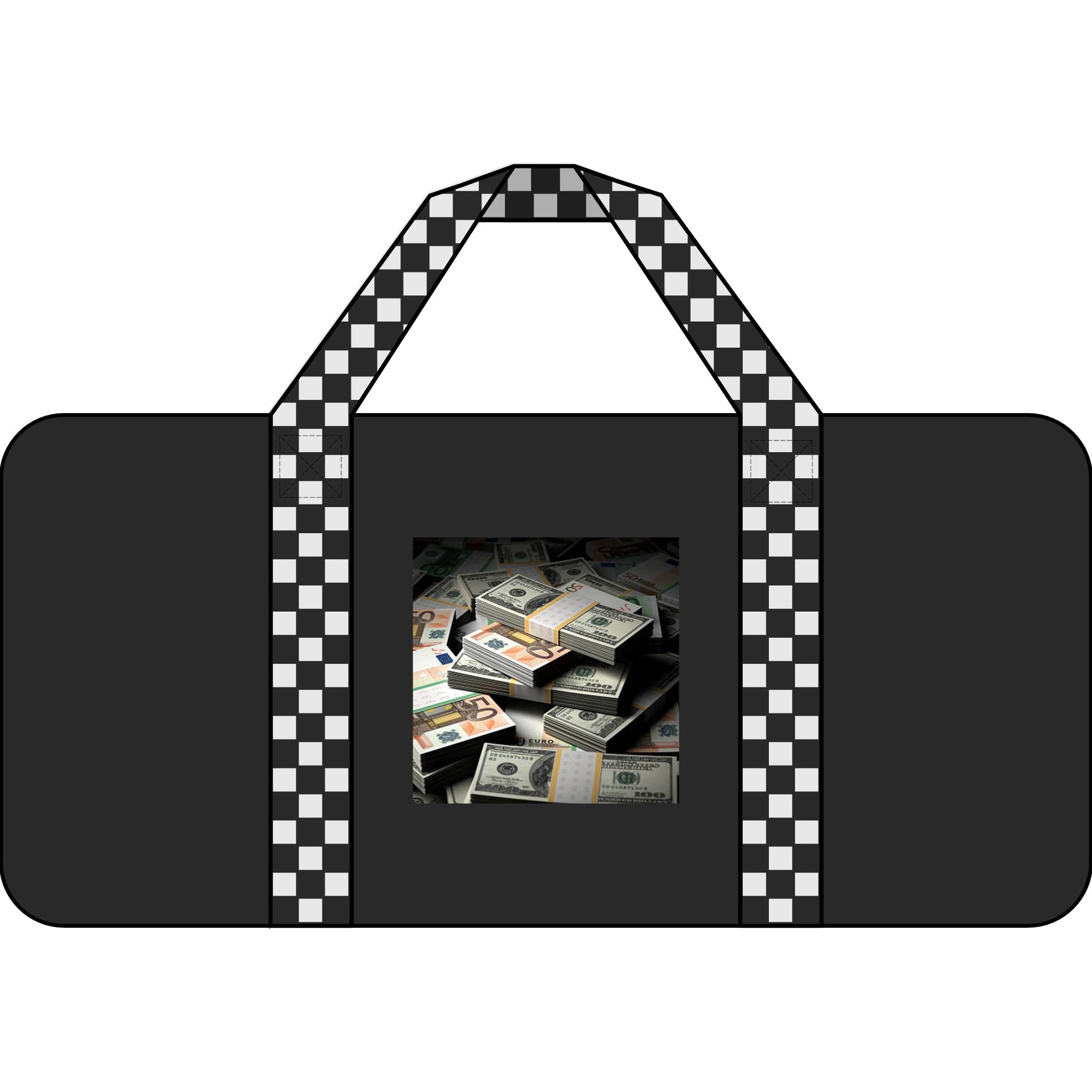 Stack of Cash Tripper Duffel Bag | Money Graphic Travel Bag, Checker Strap