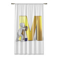 Gold Letter M with Painter Figure Window Curtain | Monogram Initial Decor
