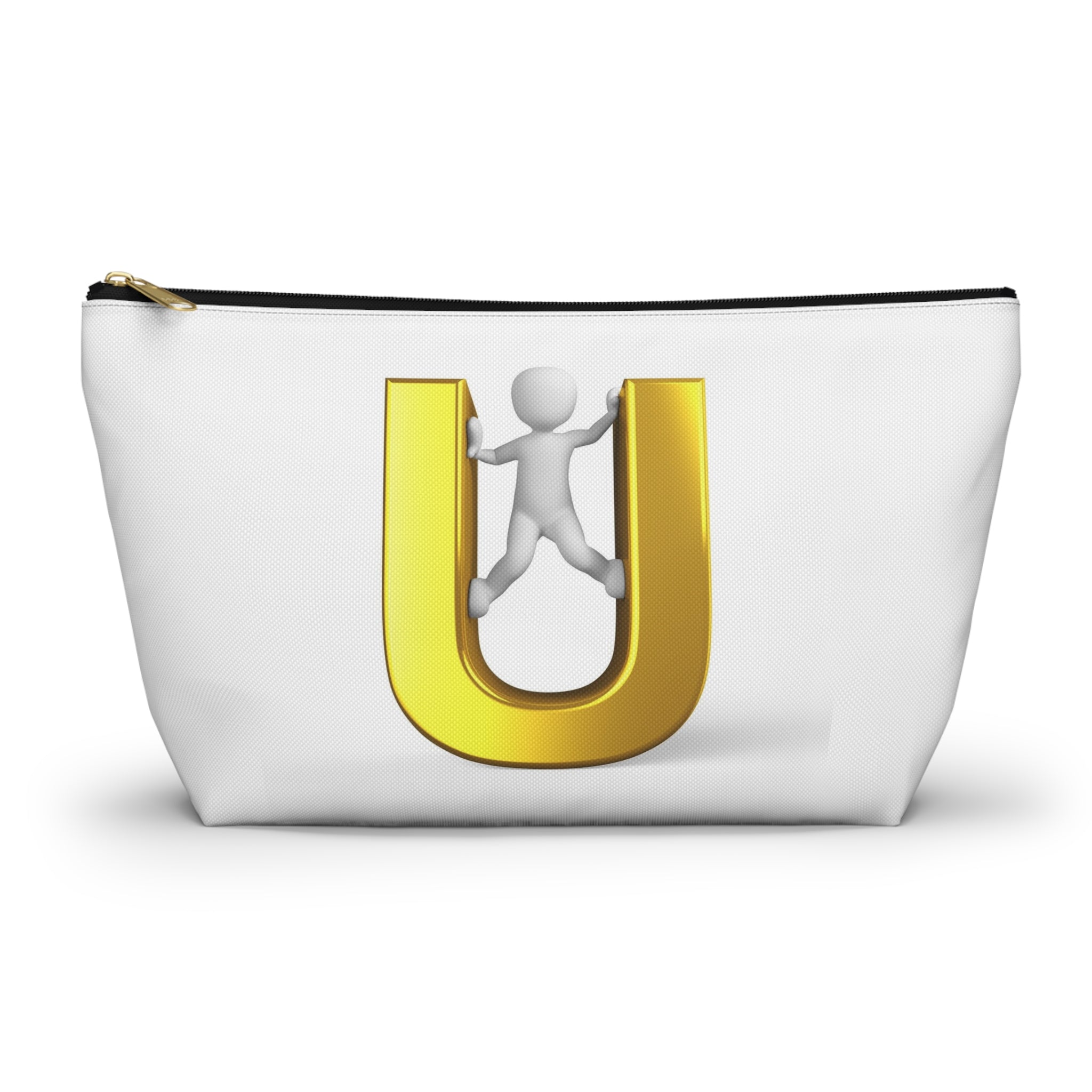 Gold Letter U with Climber Accessory Pouch | T-Bottom Zip Pouch