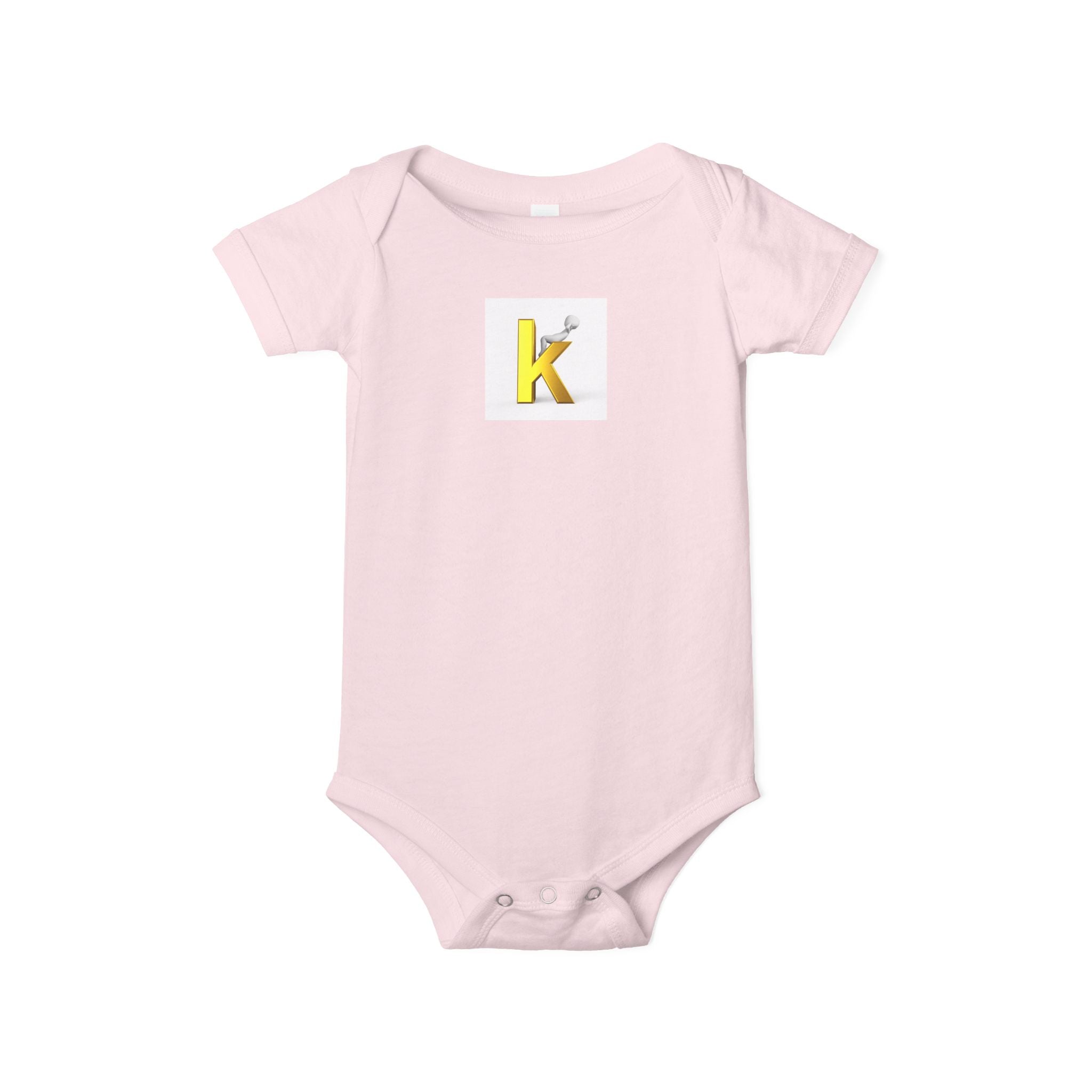 Grenouillère bébé initiale K lettre jaune | Combinaison bébé une pièce