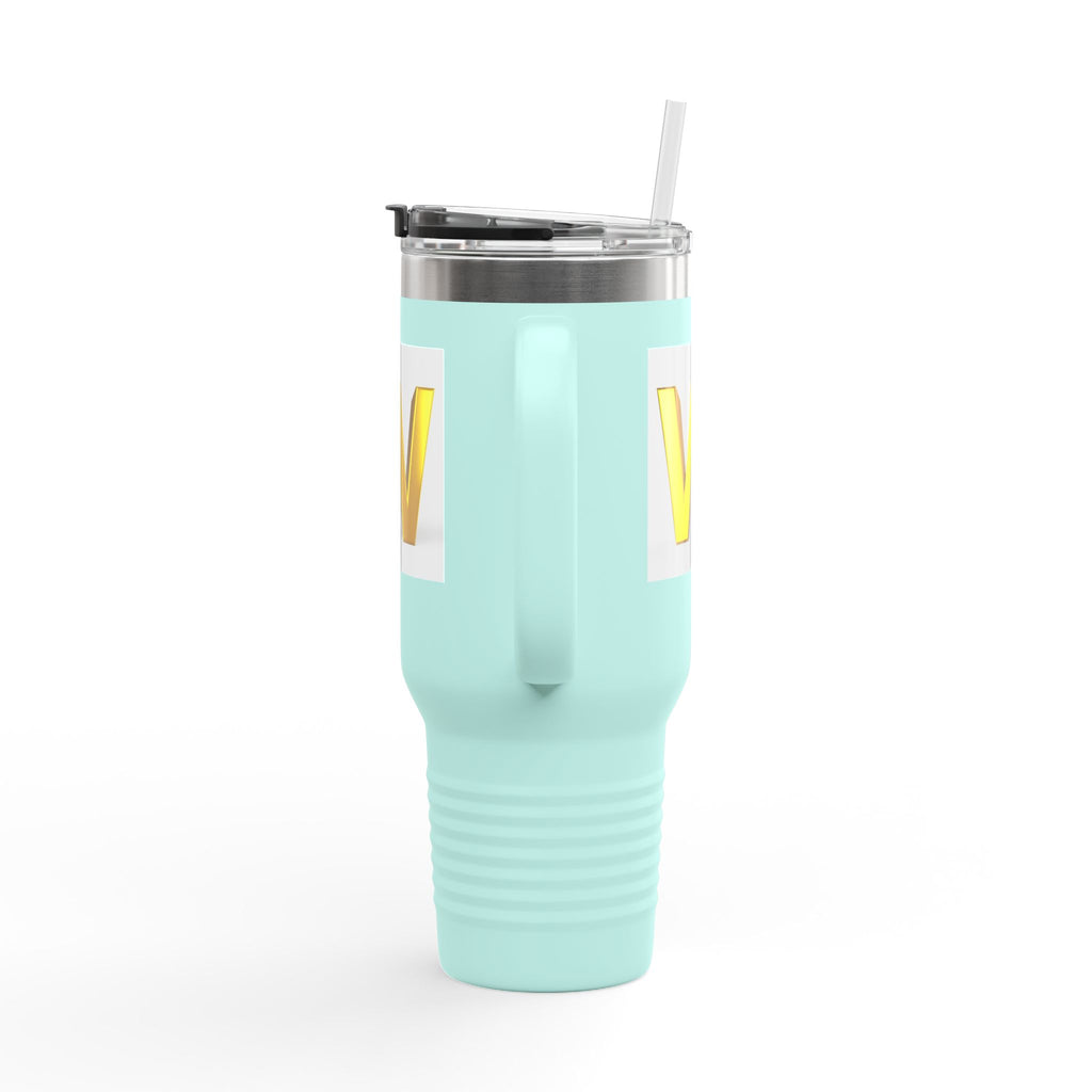 Gold 3D Letter W insulated travel mug 40oz | Monogram Initial Tumbler