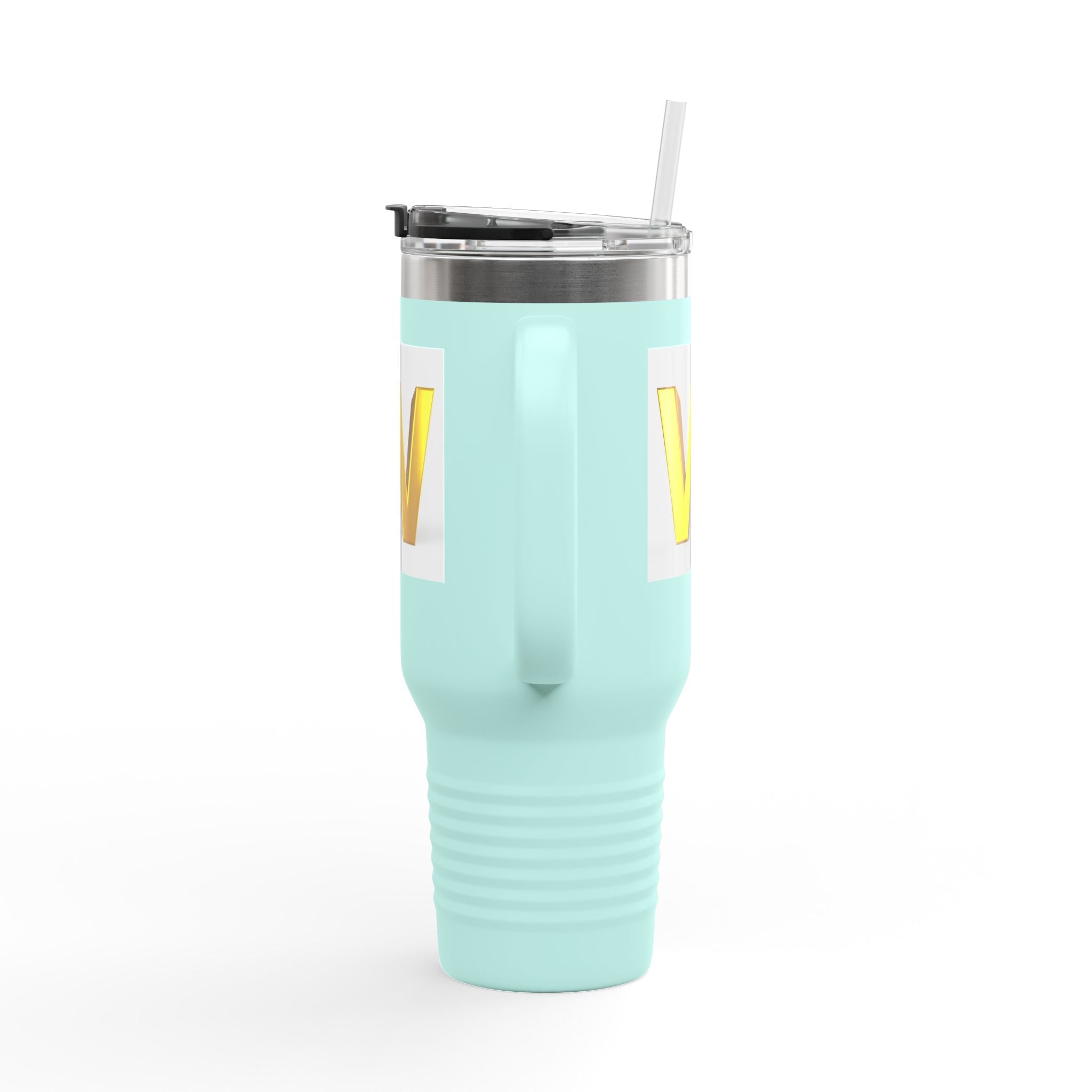 Gold 3D Letter W insulated travel mug 40oz | Monogram Initial Tumbler