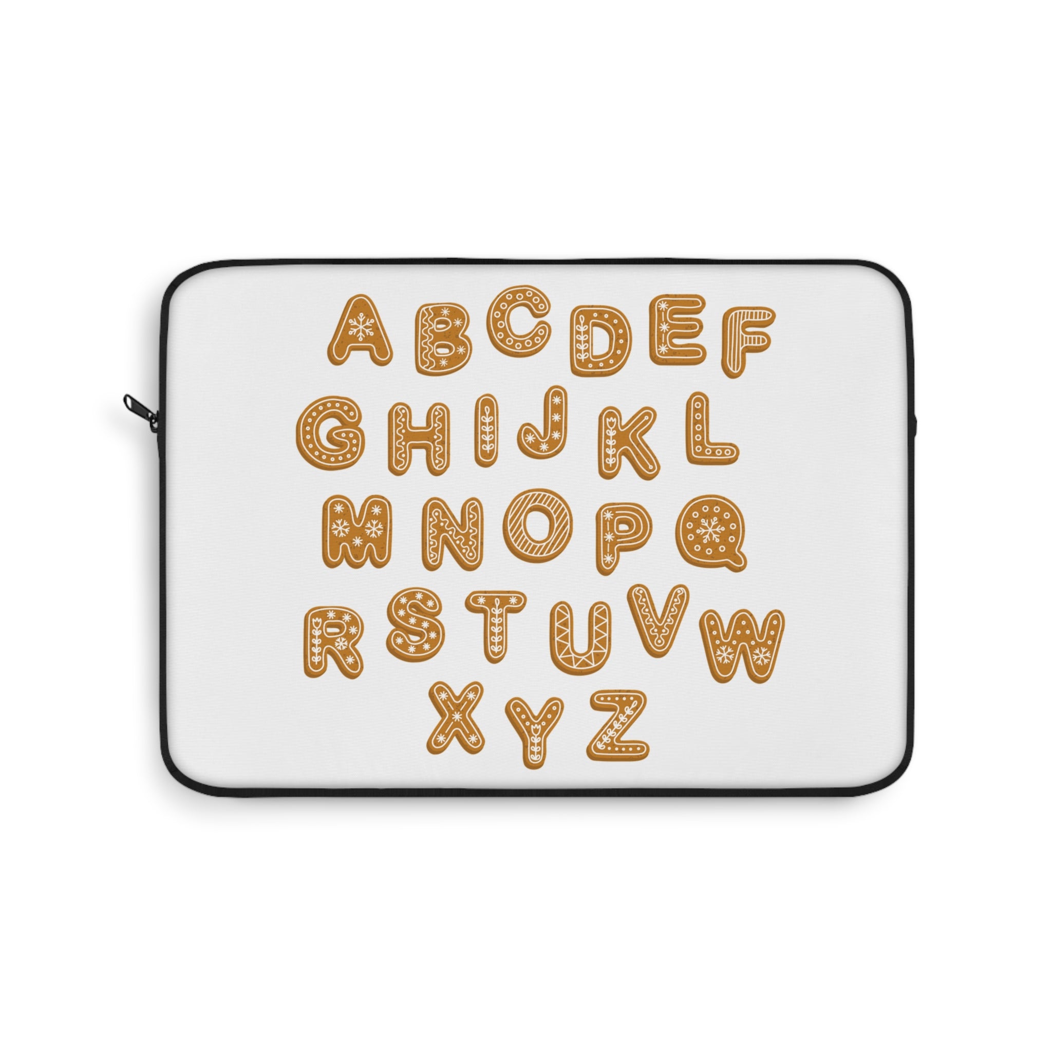 Housse d'ordinateur portable alphabet en pain d'épices | Motif de lettres de biscuits