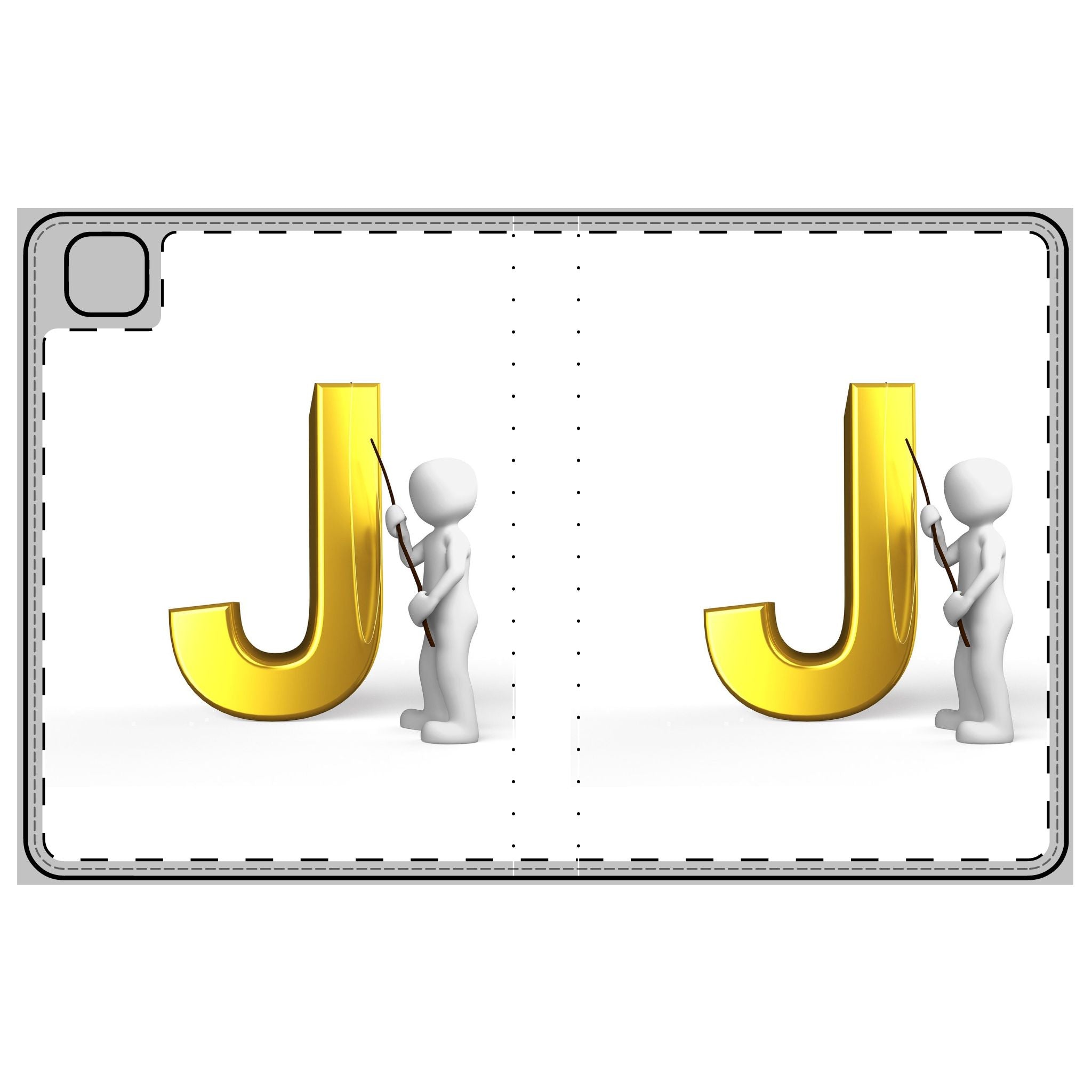 Étui Folio avec Lettre J Dorée et Tablette | Monogramme Initiale J
