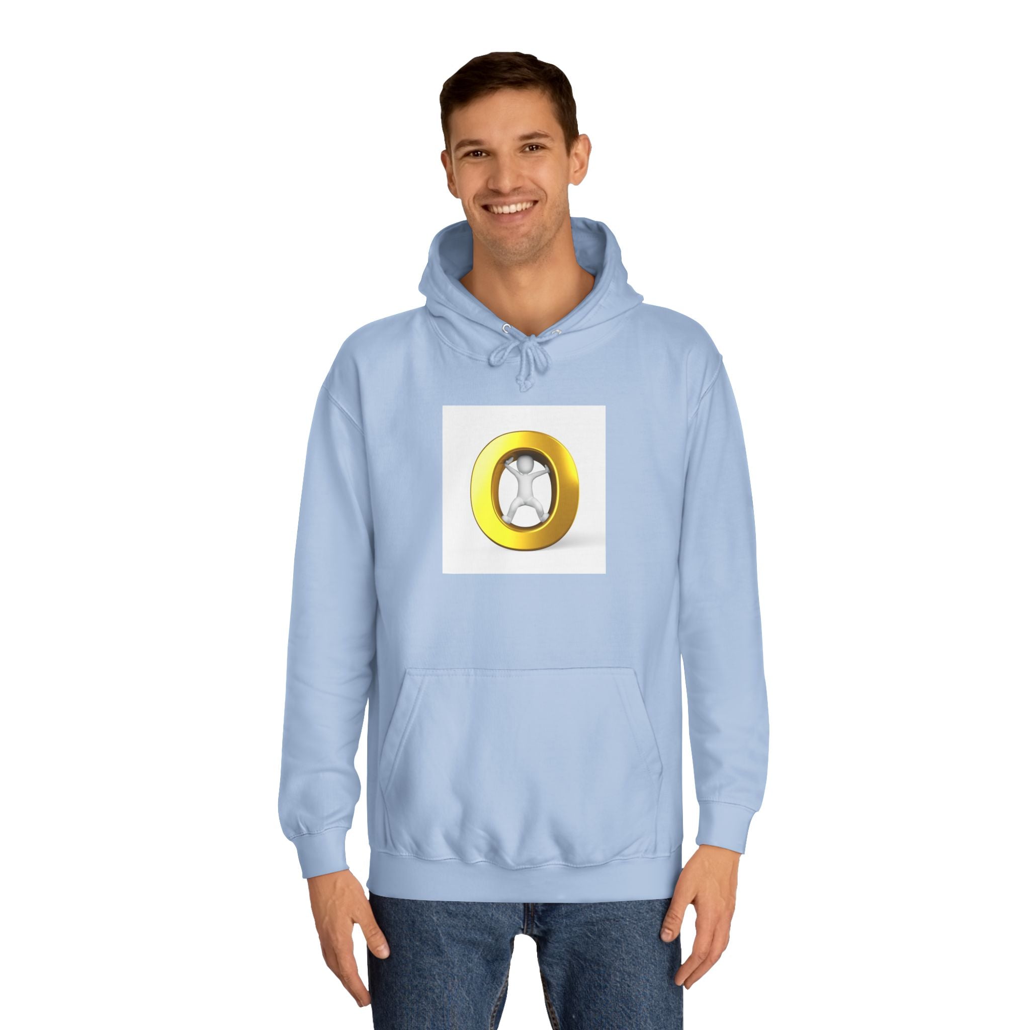 Gold Letter O with Abstract Figure Hoodie | Minimal Graphic Sweatshirt