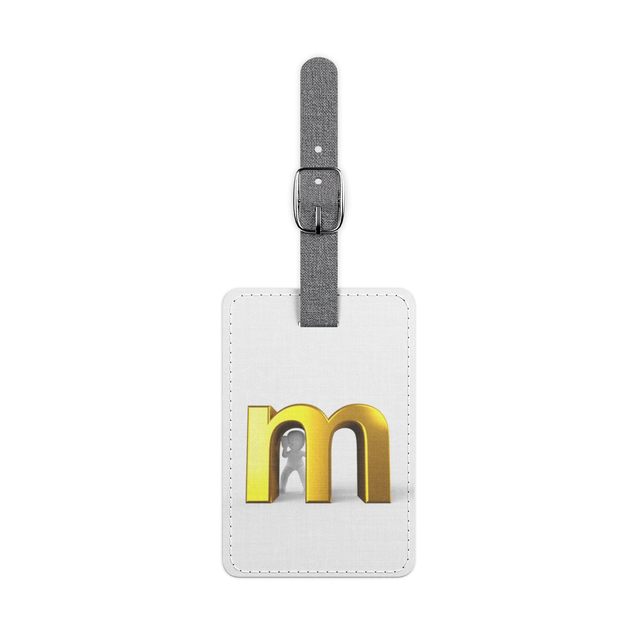 Gold Metallic Letter M luggage tag | Rectangle Saffiano polyester