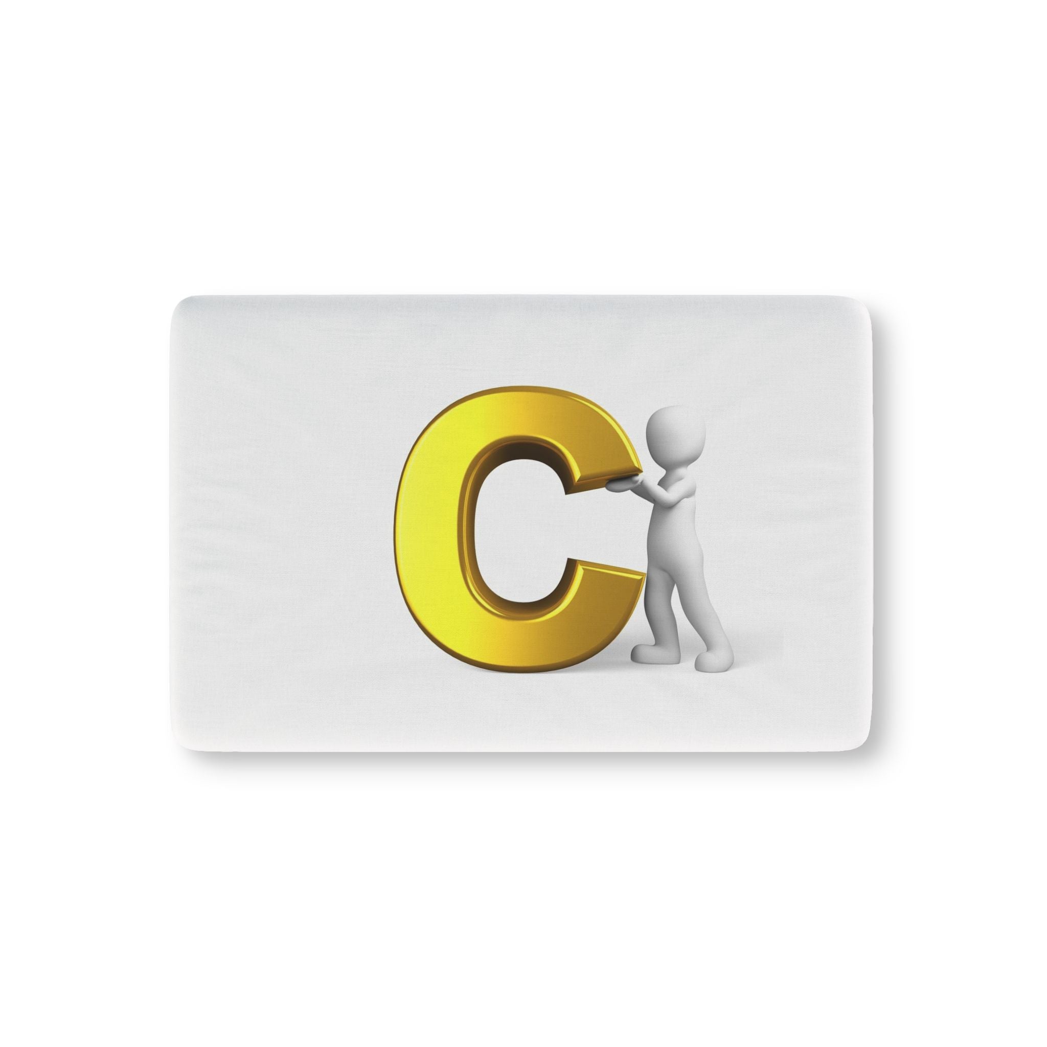 Gold Letter C with Stick Figure Baby Fitted Crib Sheet | Alphabet Nursery