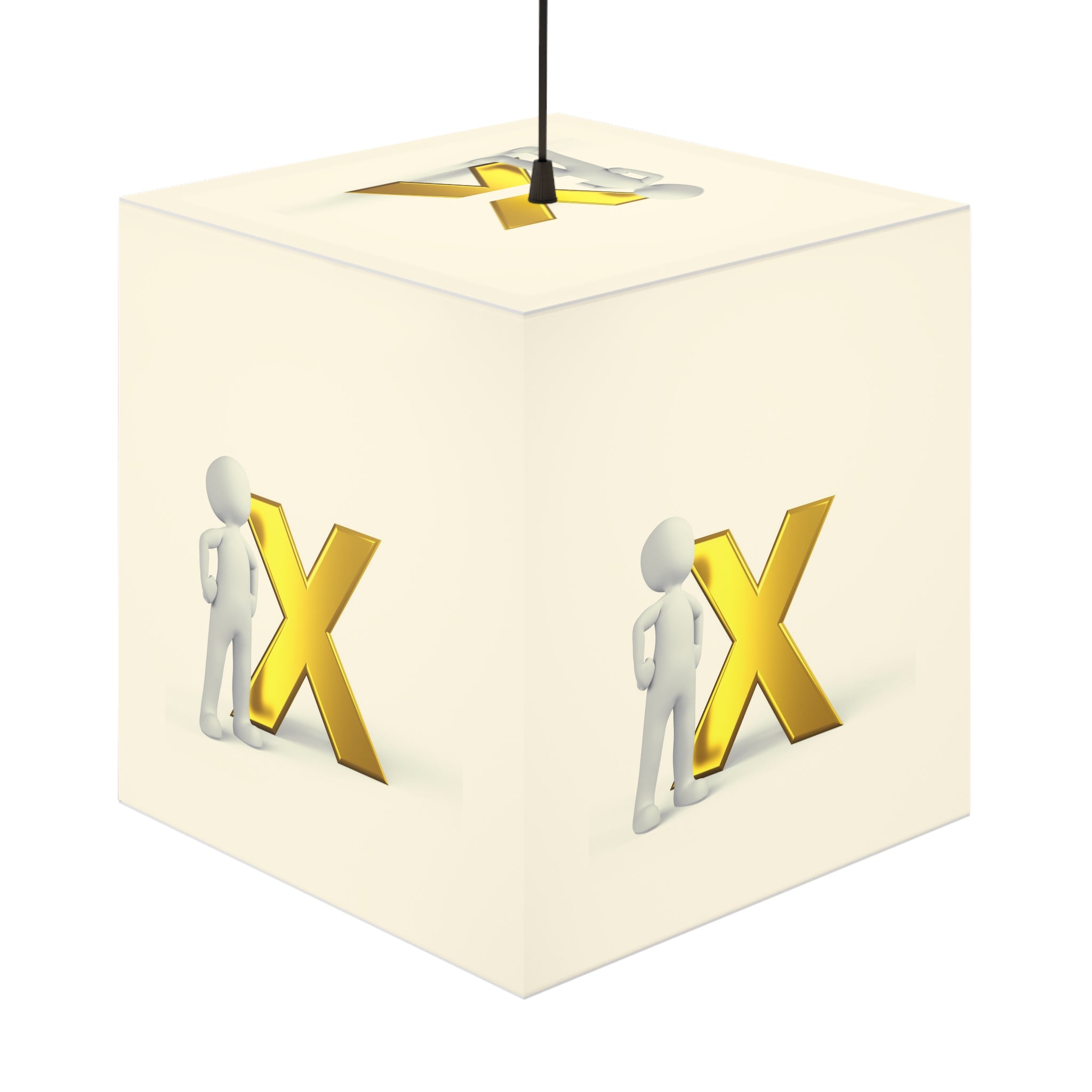 3D Person with Gold X Light Cube Lamp | Decorative Hanging Lamp
