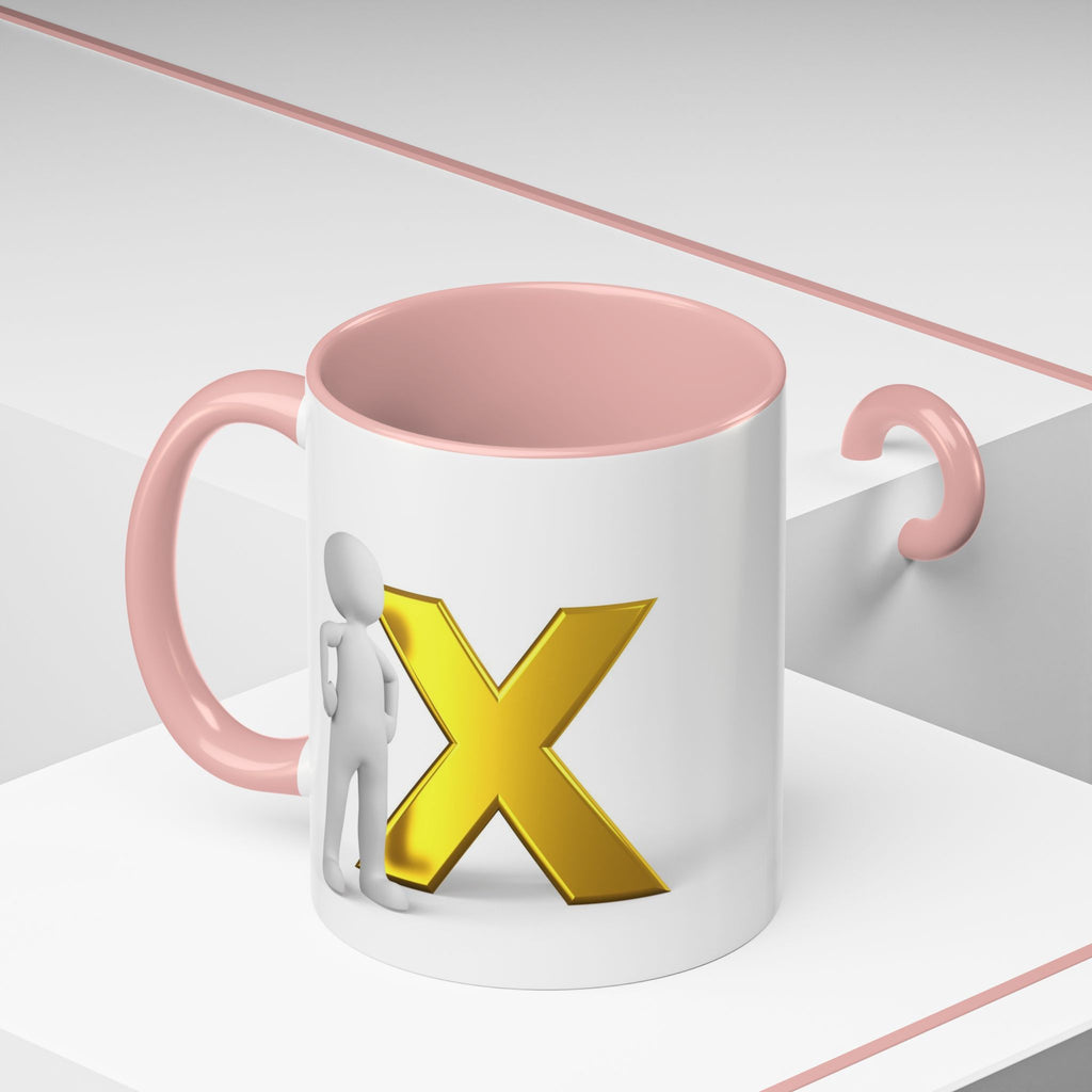 3D Gold X with Figure Mug | Accent Coffee Mug