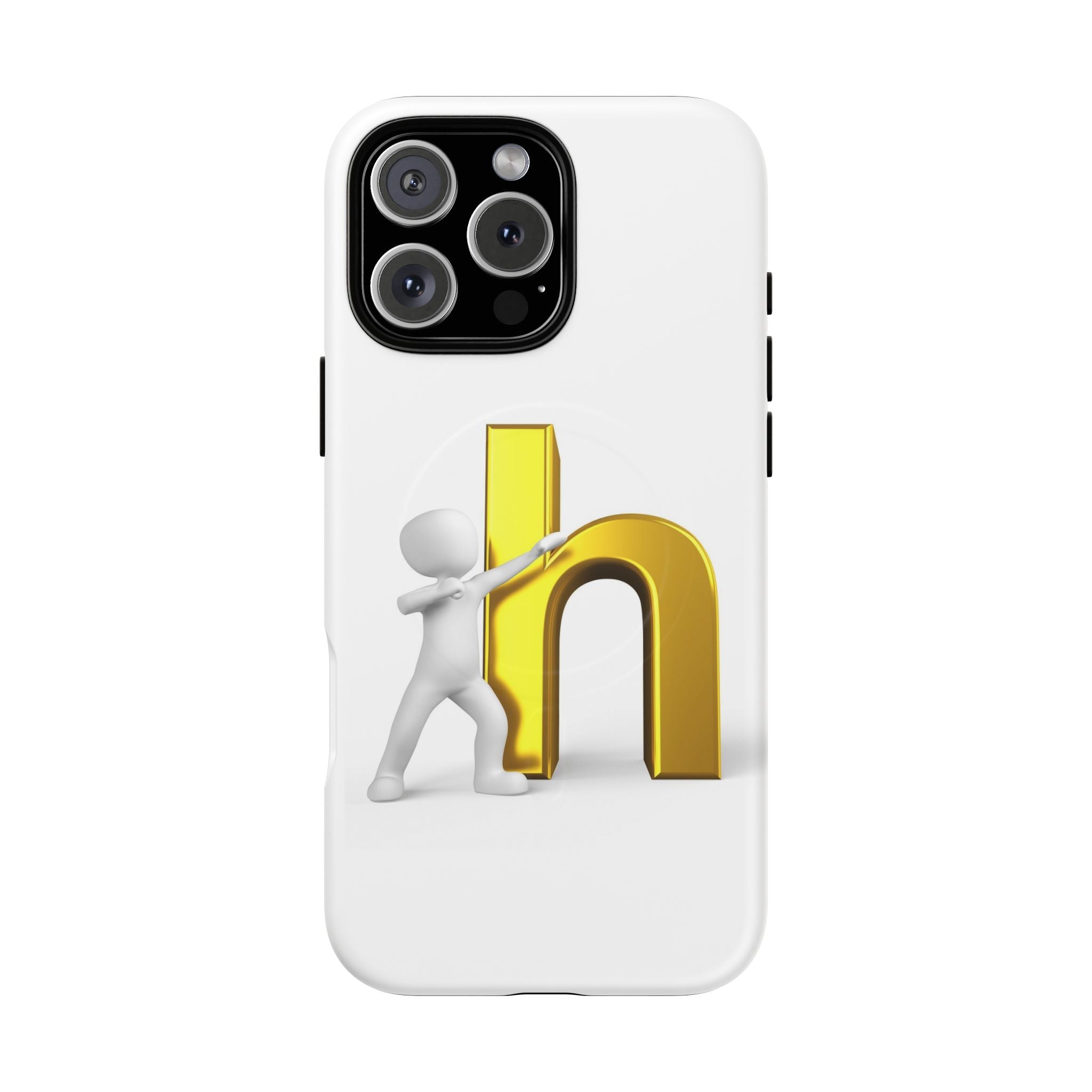 Coque de téléphone 3D avec lettre H dorée poussée | Coque magnétique robuste