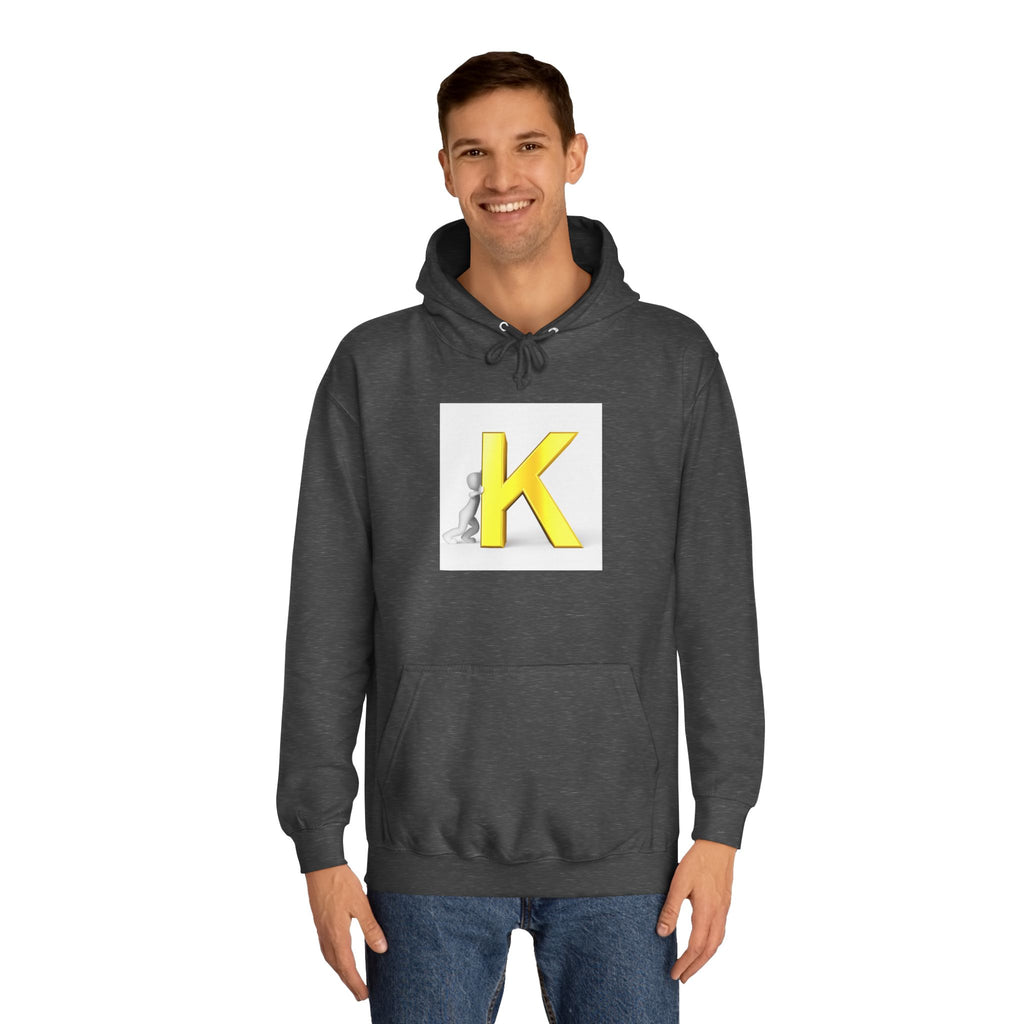 Yellow 3D Letter K hoodie | Initial Monogram, Alphabet Graphic