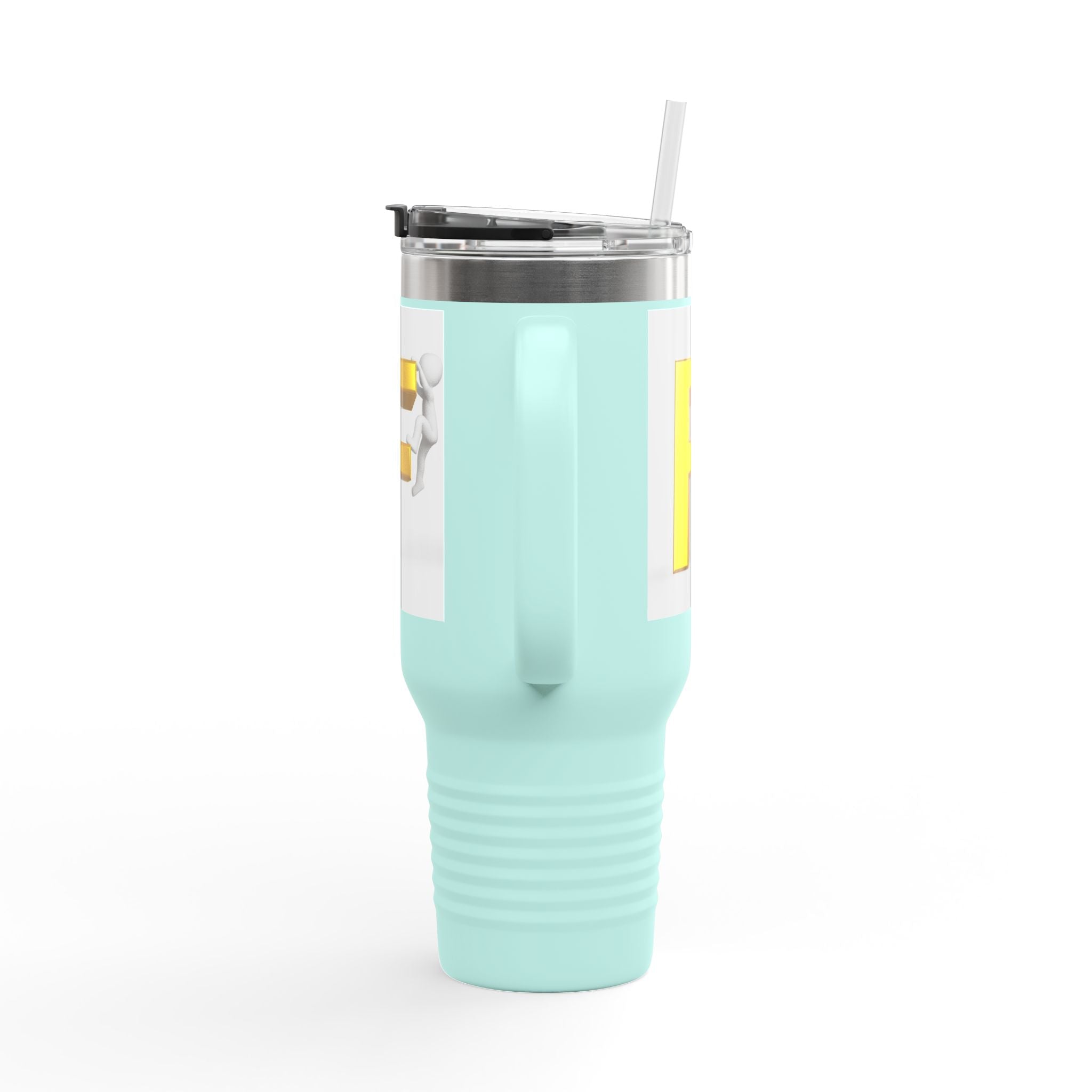 3D Figure Climbing Yellow Letter F Travel Mug | Insulated 40oz