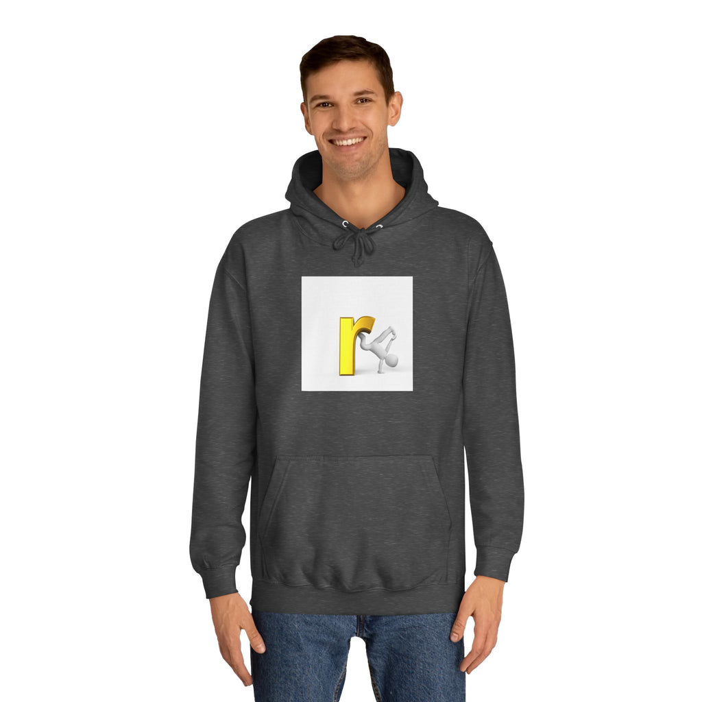 Yellow Letter R Character Hoodie | Playful Typographic Design