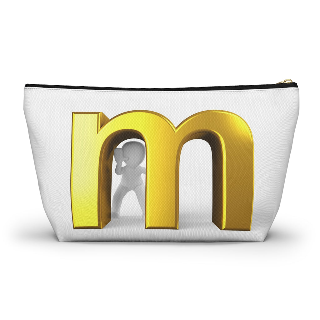 Gold Letter M Monogram Accessory Pouch | T-Bottom Makeup Bag