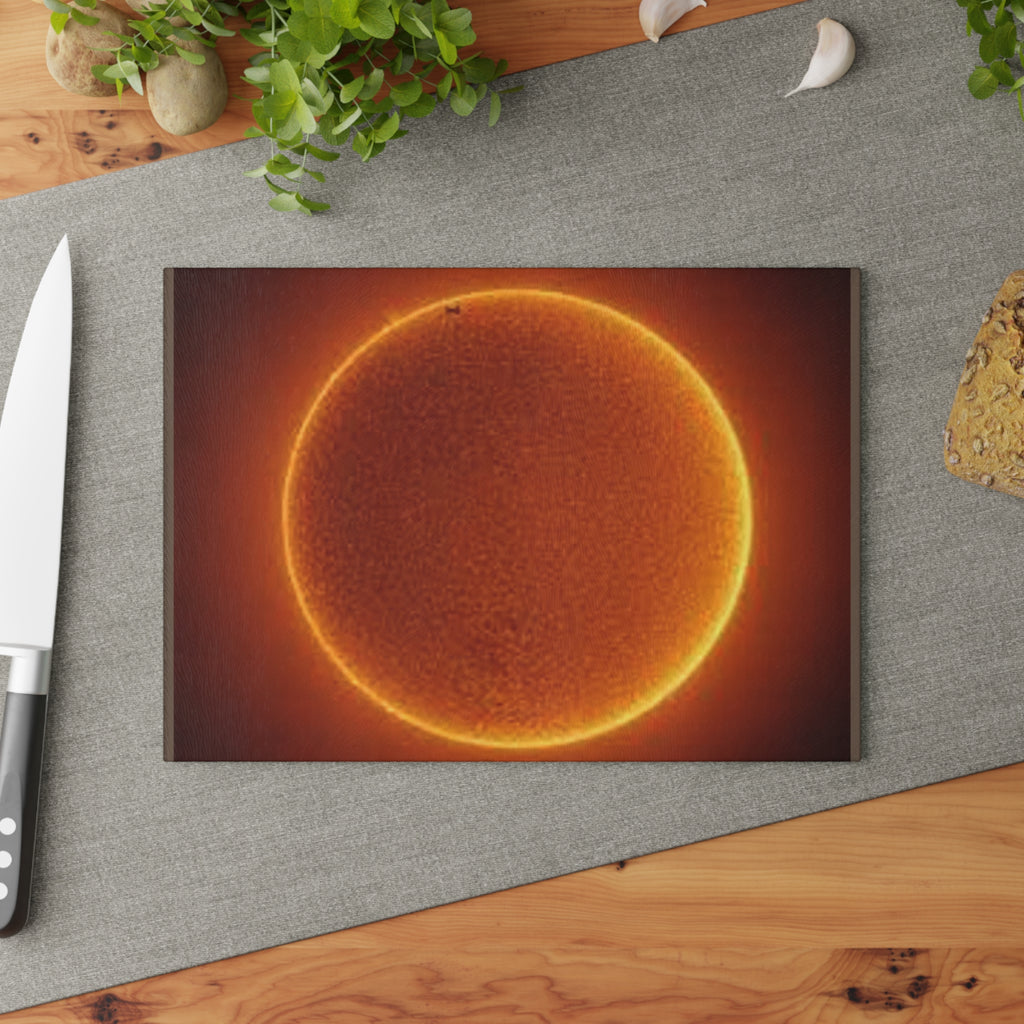 Solar Eclipse Circle Glass Cutting Board | Sun Halo Kitchen Decor