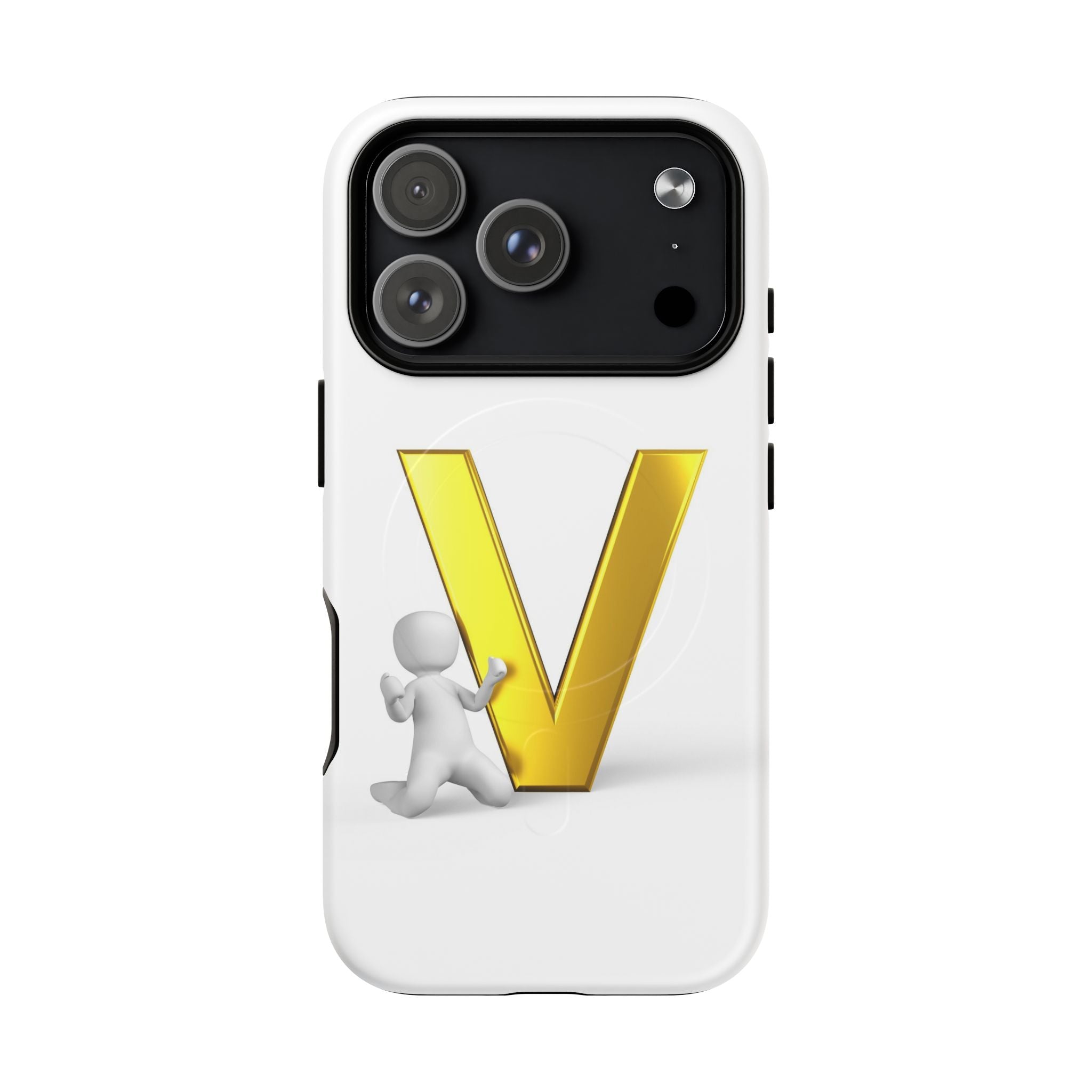 Coque de téléphone à monogramme lettre V dorée | Coque magnétique résistante