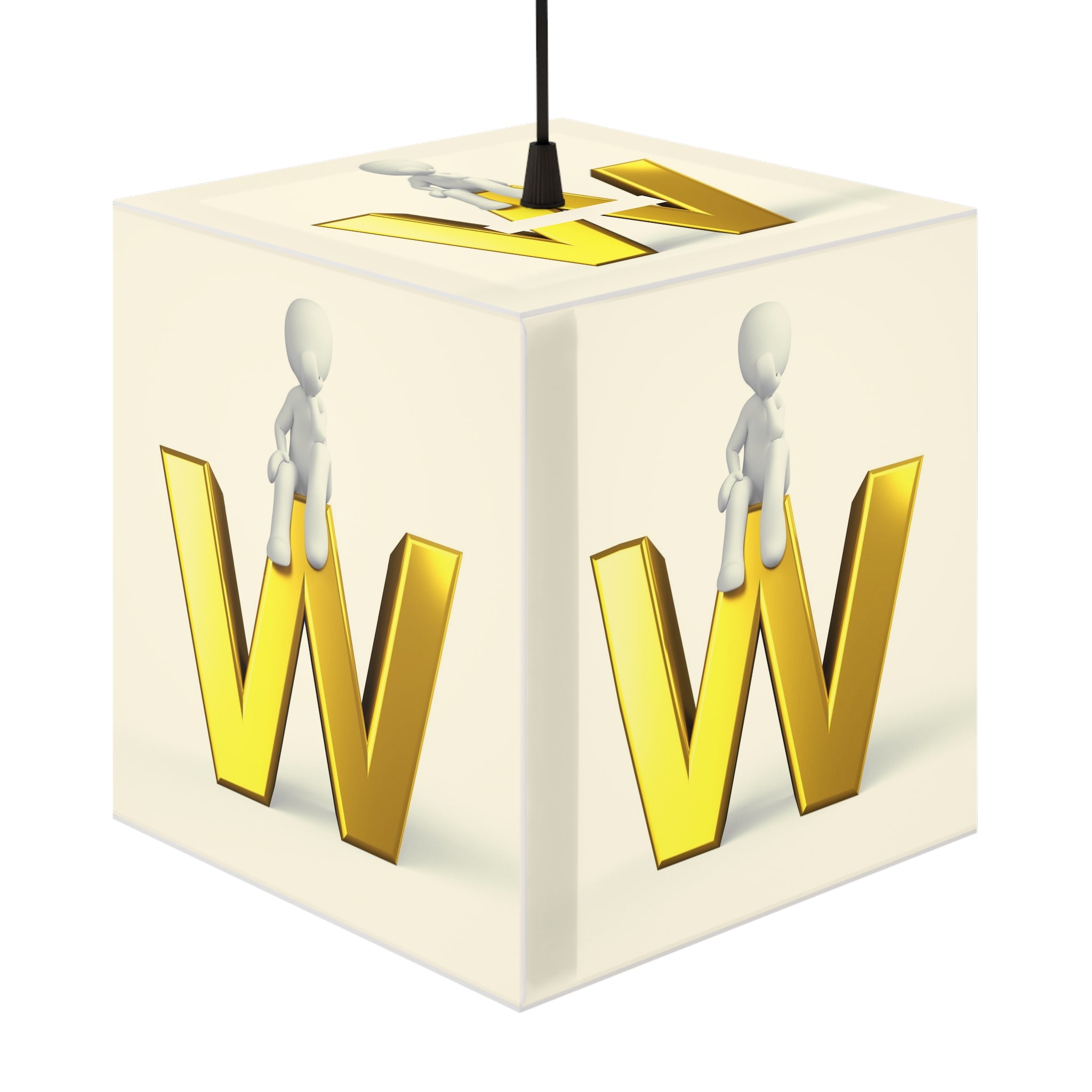 3D Gold Letter W Light Cube Lamp | Modern Alphabet Nightlight