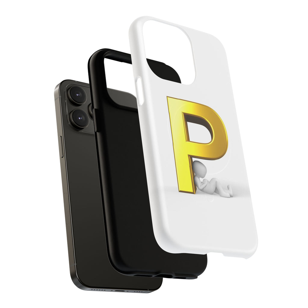 Gold Letter P Monogram Phone Case | Tough Magnetic Case