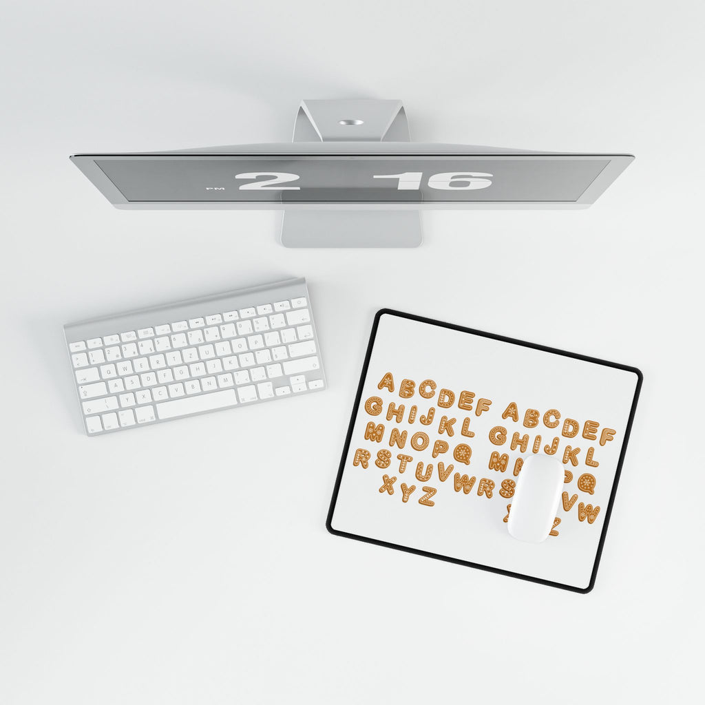 Gingerbread Cookie Alphabet Desk Mat | Cute Baking Letters Mouse Pad