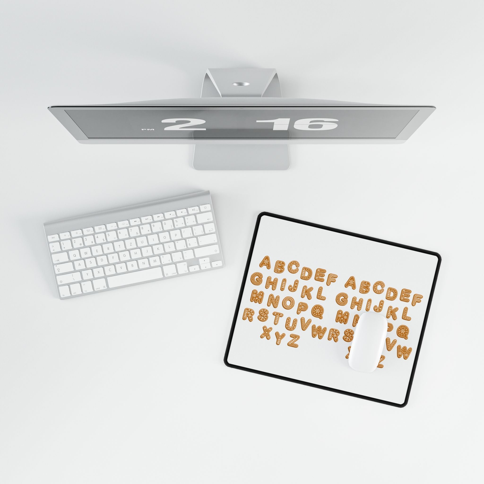 Gingerbread Cookie Alphabet Desk Mat | Cute Baking Letters Mouse Pad