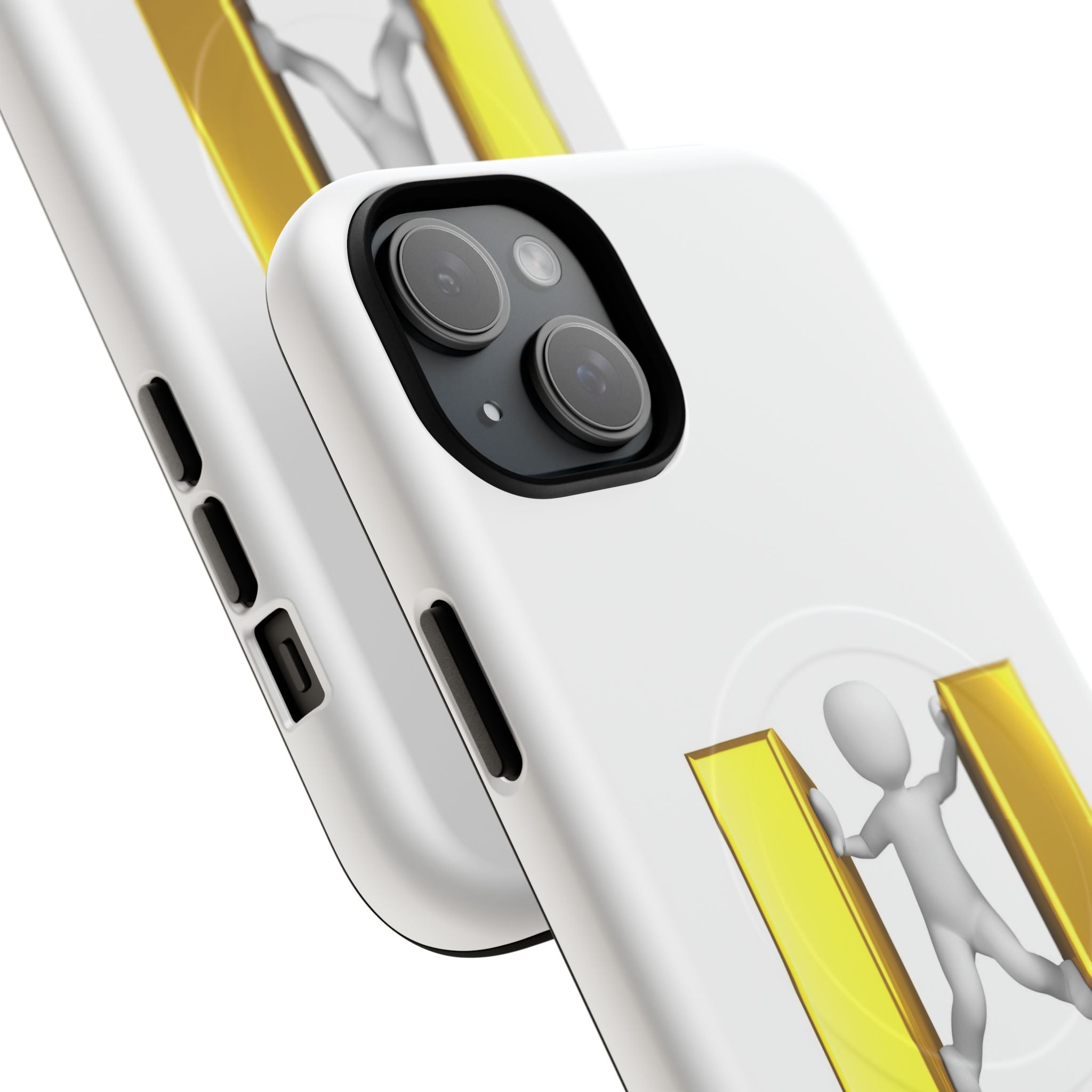 3D Gold U Letter with Stick Figure phone case | Tough Magnetic Case