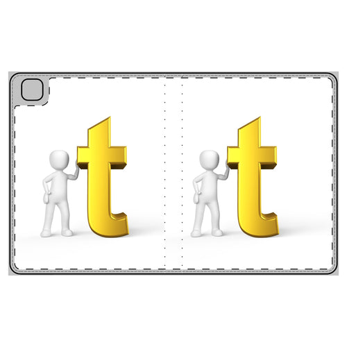 Étui Folio Tablette avec Lettre T Dorée en 3D | Monogramme Initiale T