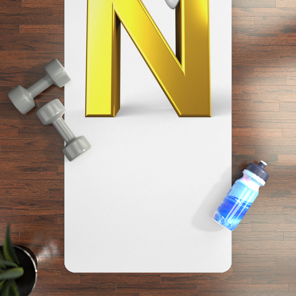 Gold Letter N with 3D Figure Rubber Yoga Mat | Initial Monogram Fitness Mat