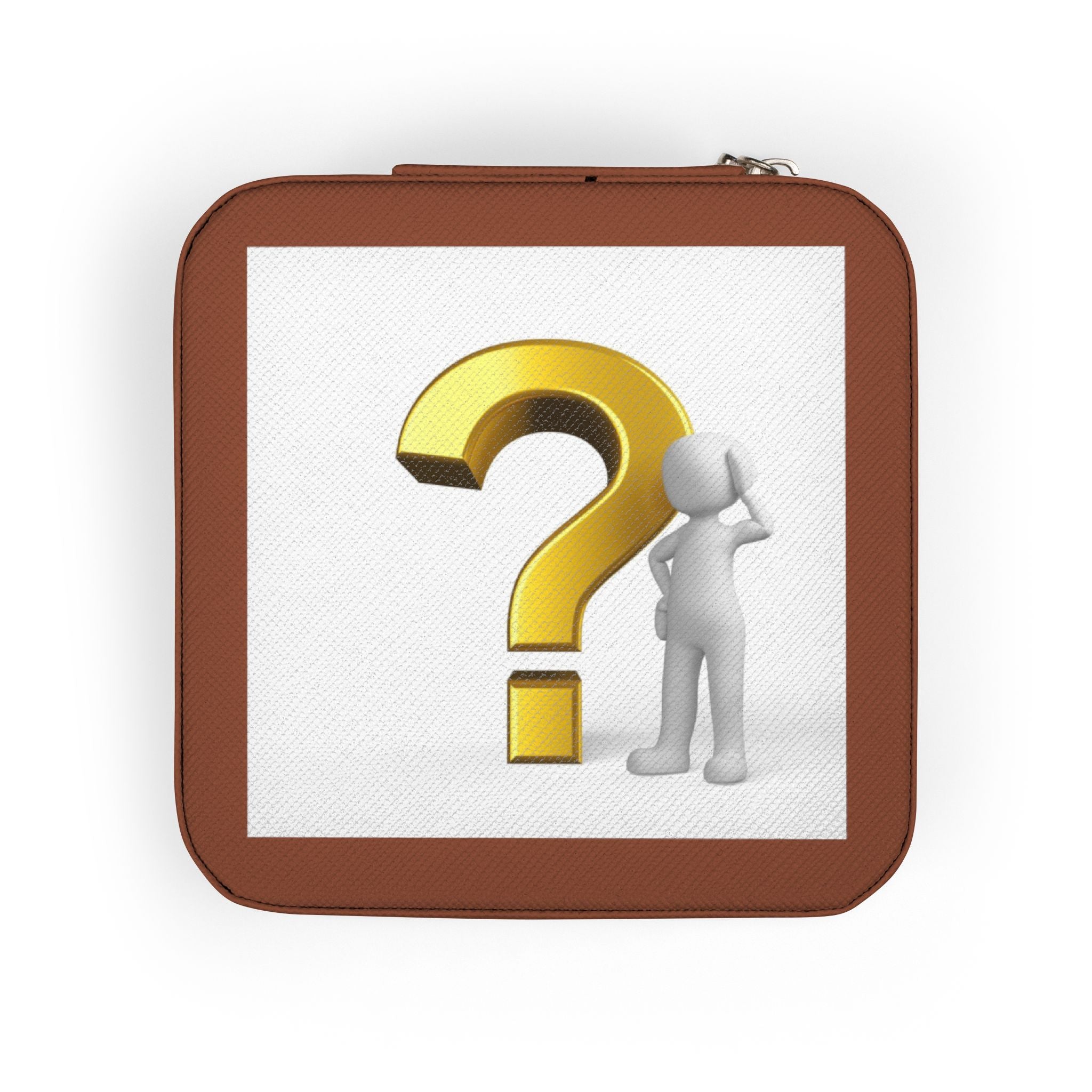 Minimal Question Mark Illustration Jewelry Travel Case | Compact Portable Organizer