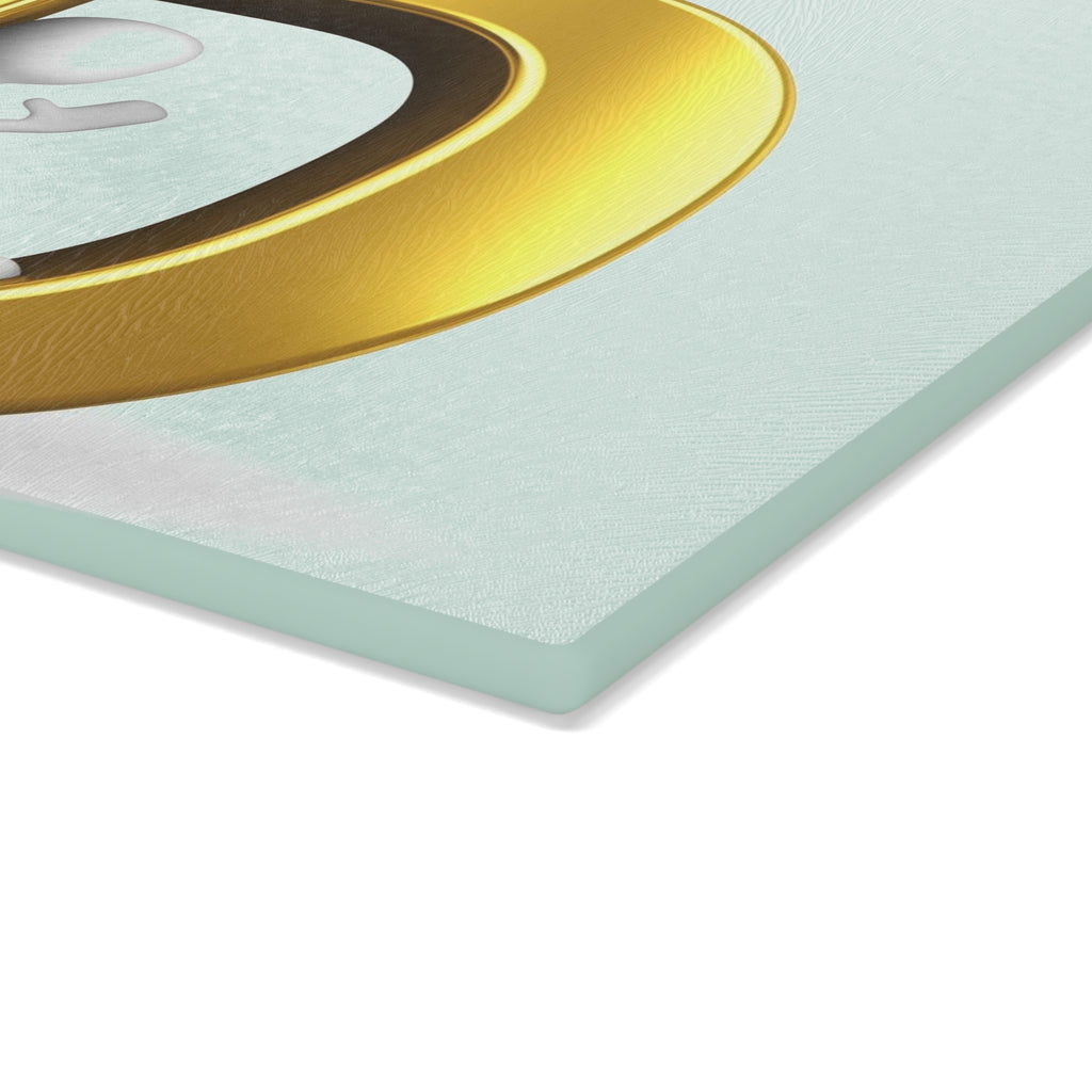 Gold Letter D with Sitting Figure Glass Cutting Board | Monogram Initial Kitchen Decor