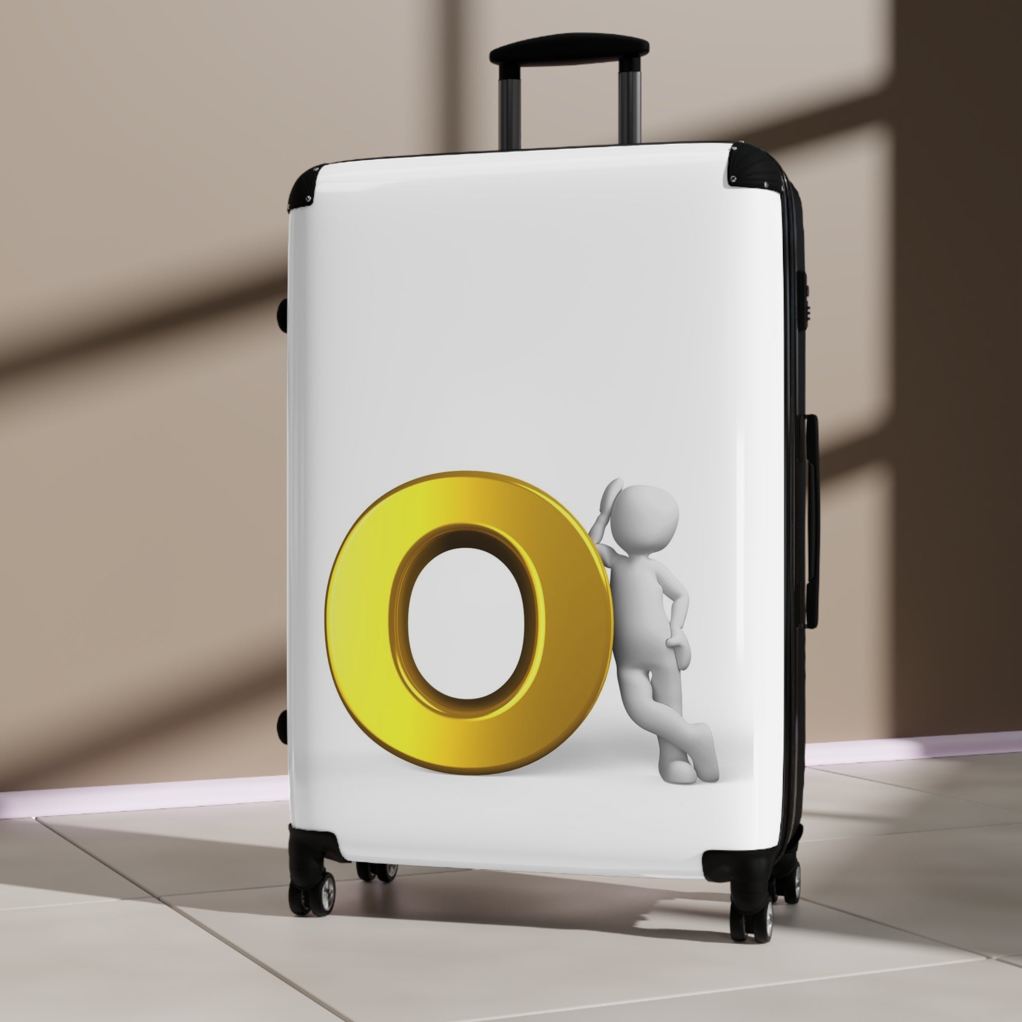 Gold Letter O Leaning Character suitcase | Luggage Cover, Travel Accessory