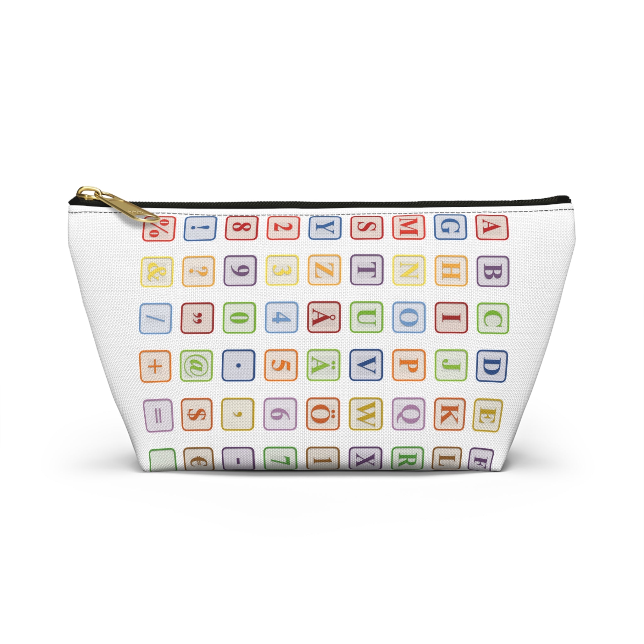 Alphabet Blocks Pattern Accessory Pouch | Letter Tile Makeup Bag