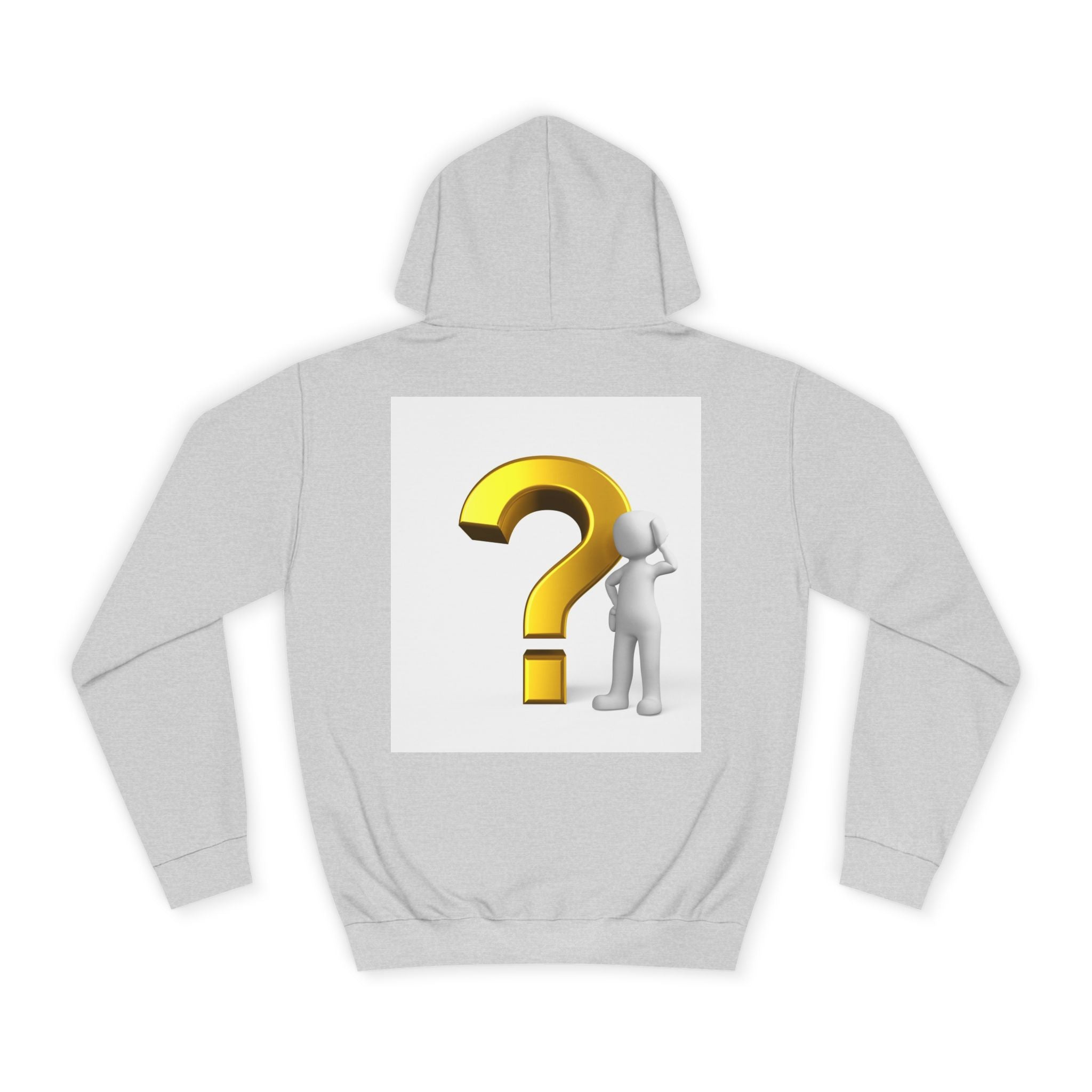 Gold Question Mark with Thinking Figure Hoodie | Mystery Design, Minimalist