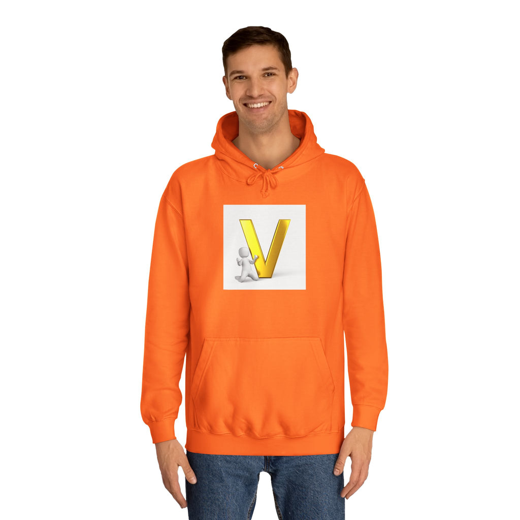 Gold 3D Letter V Hoodie | Initial V Sweatshirt, Monogram Lettering