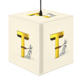 3D Gold Letter T with Figure Light Cube Lamp | Personalized Initial Decor