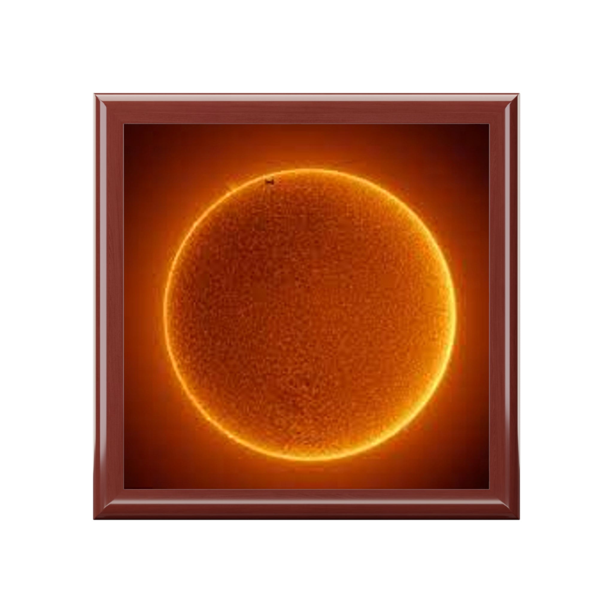 Boîte à Bijoux Halo Solaire | Œuvre d'Art Orbe Soleil, Conception Astronomique Orange