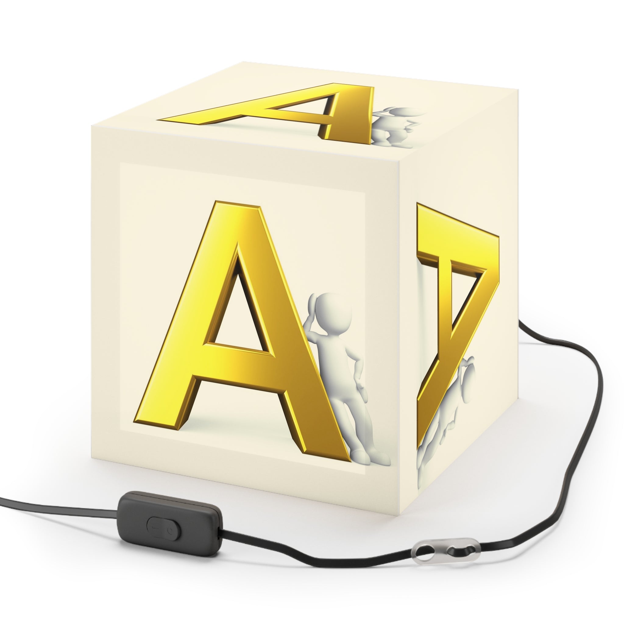 Gold Letter A Cube Light Lamp | Alphabet Initial Nursery Decor