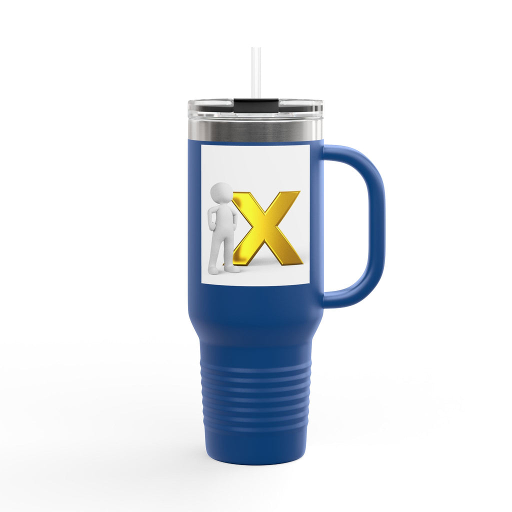 3D Stick Figure with Gold X Travel Mug | 40oz Insulated Tumbler