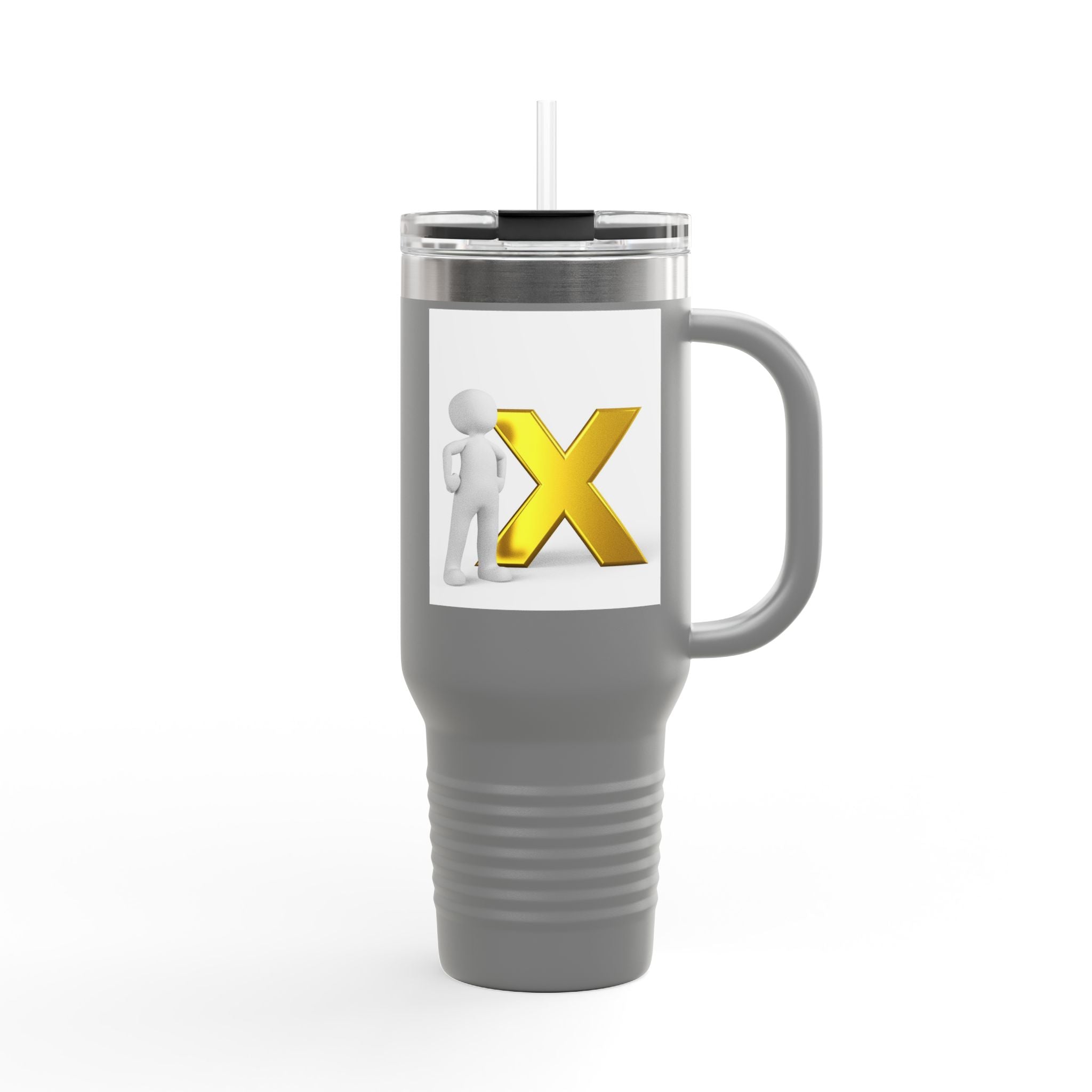3D Stick Figure with Gold X Travel Mug | 40oz Insulated Tumbler